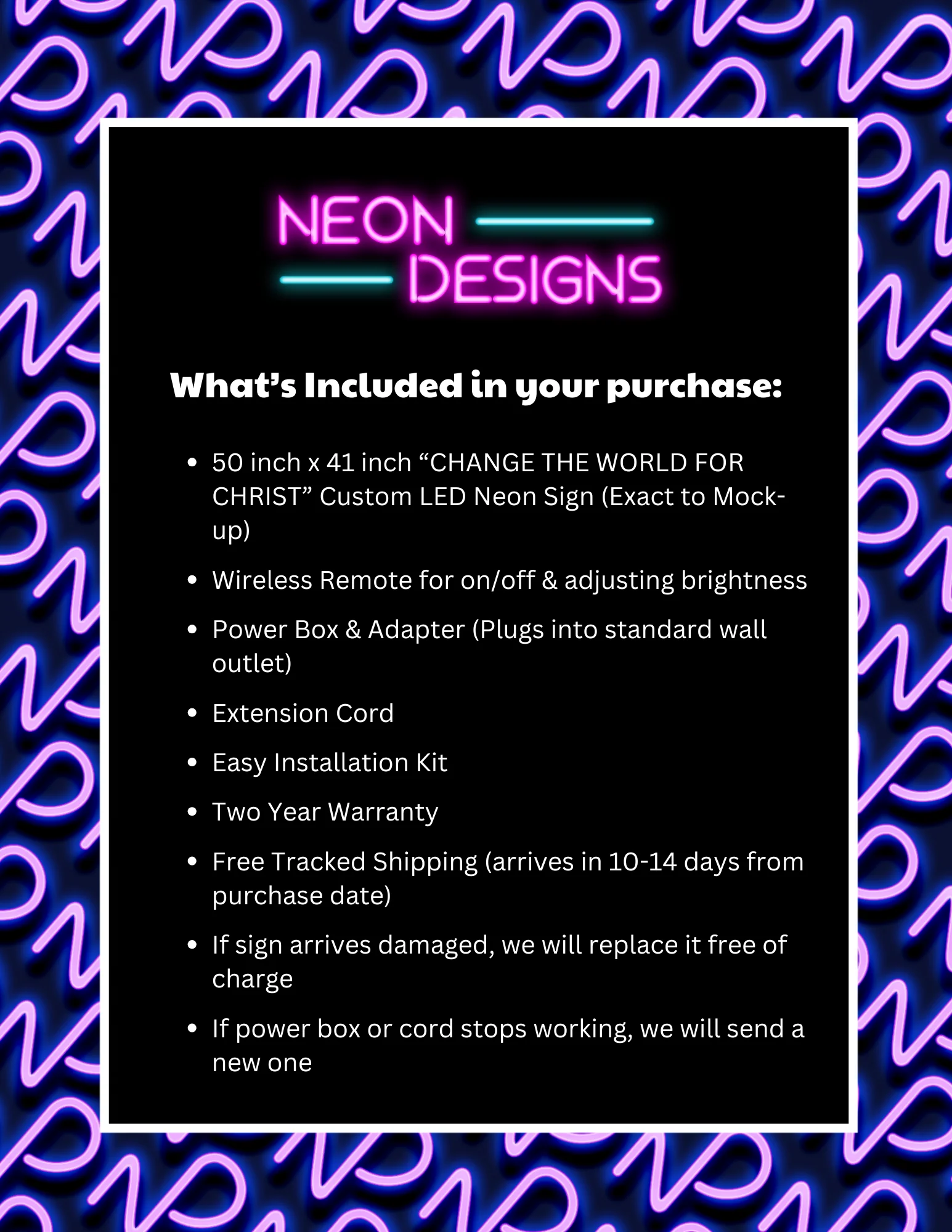 CHANGE THE WORLD FOR CHRIST - Premium Neon Artwork - Image 2