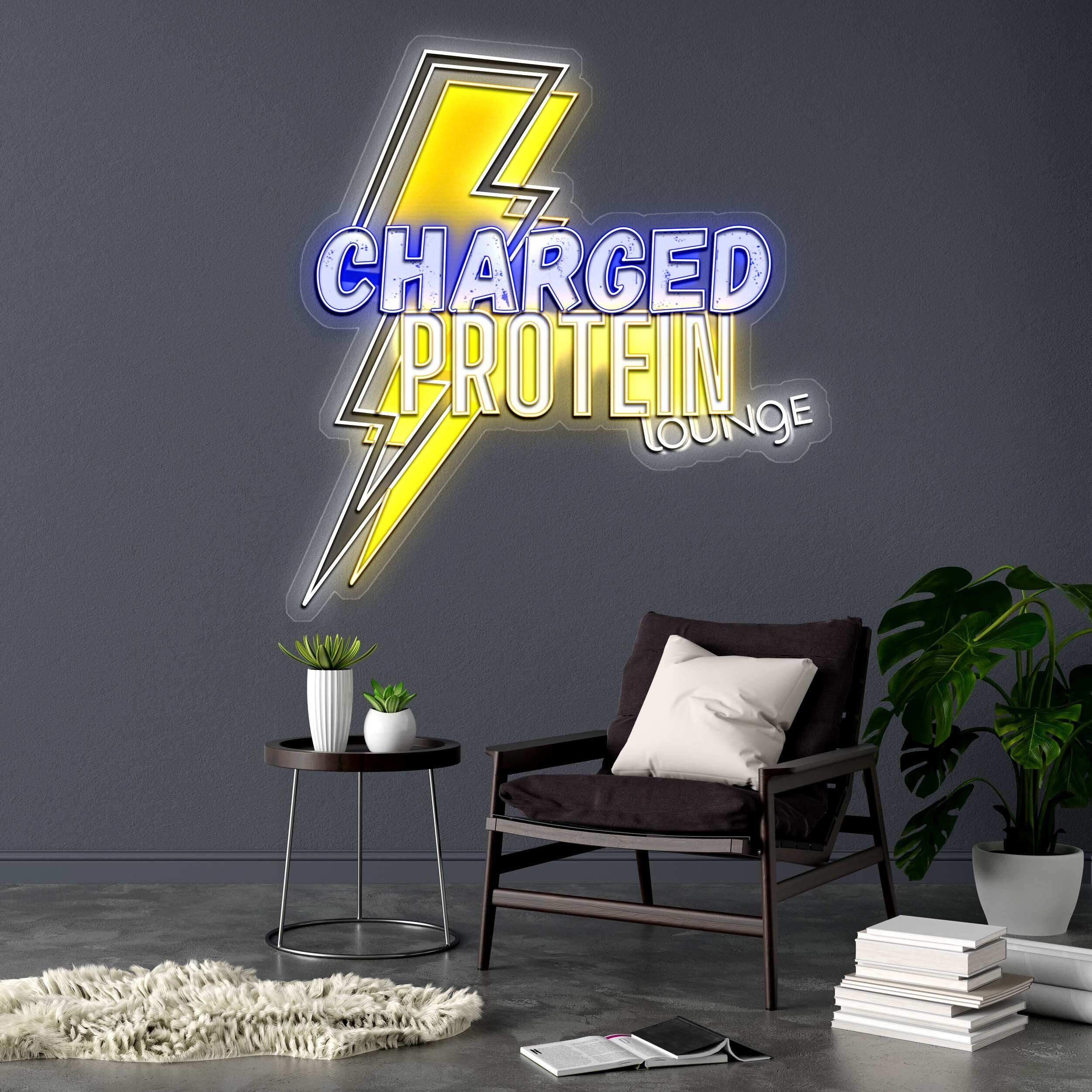 CHARGED PROTEIN Lounge - Premium Neon Artwork