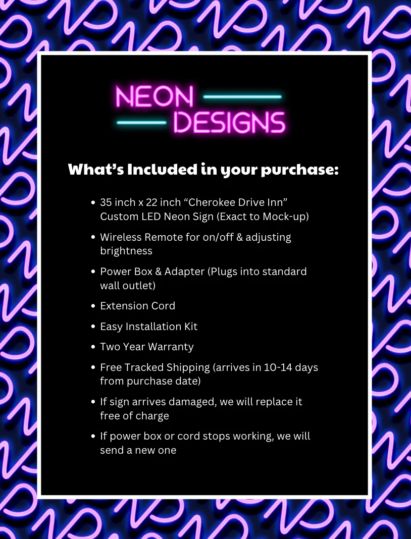 Cherokee Drive Inn - Premium Neon Artwork - Image 2