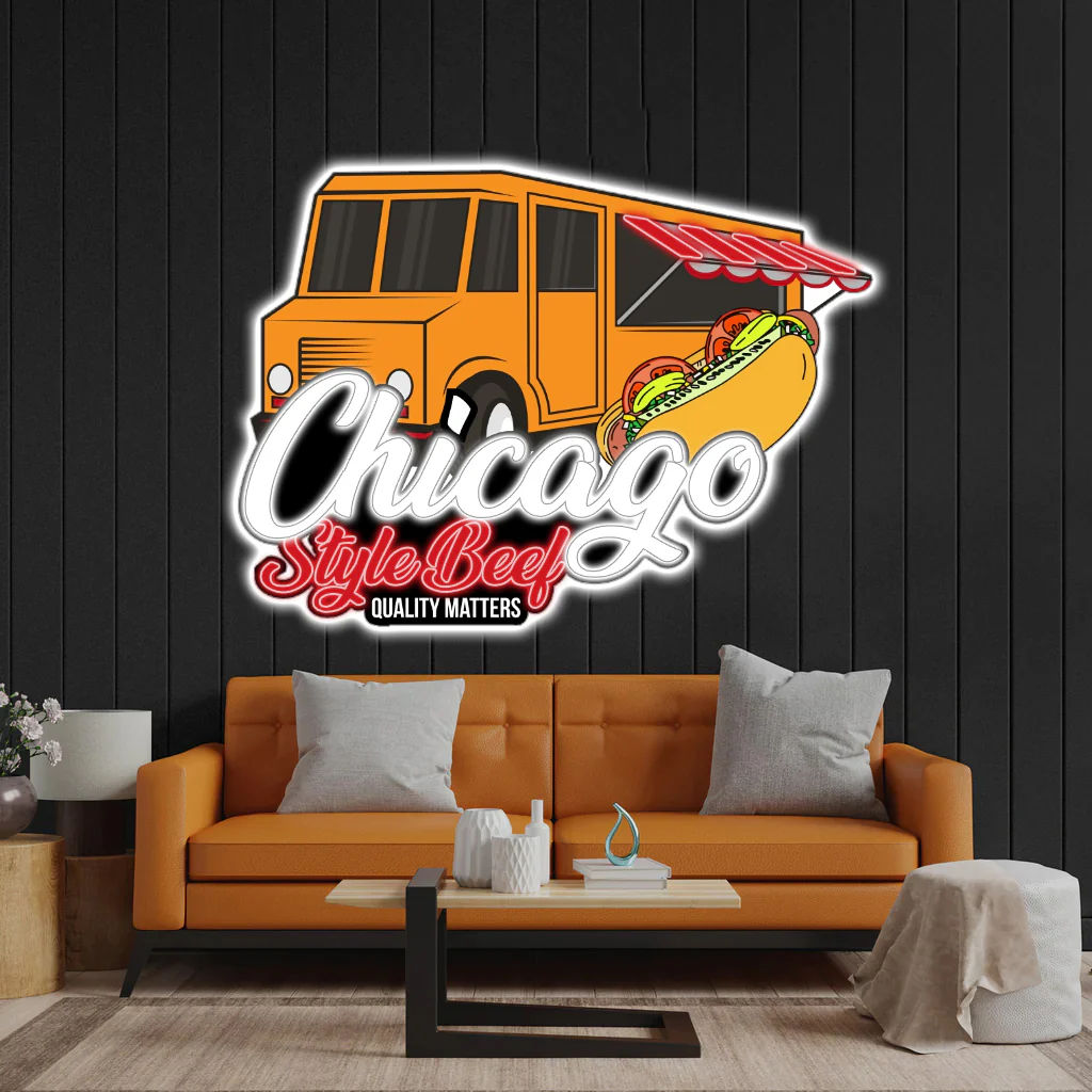 Chicago Style Beef - Premium Neon Artwork