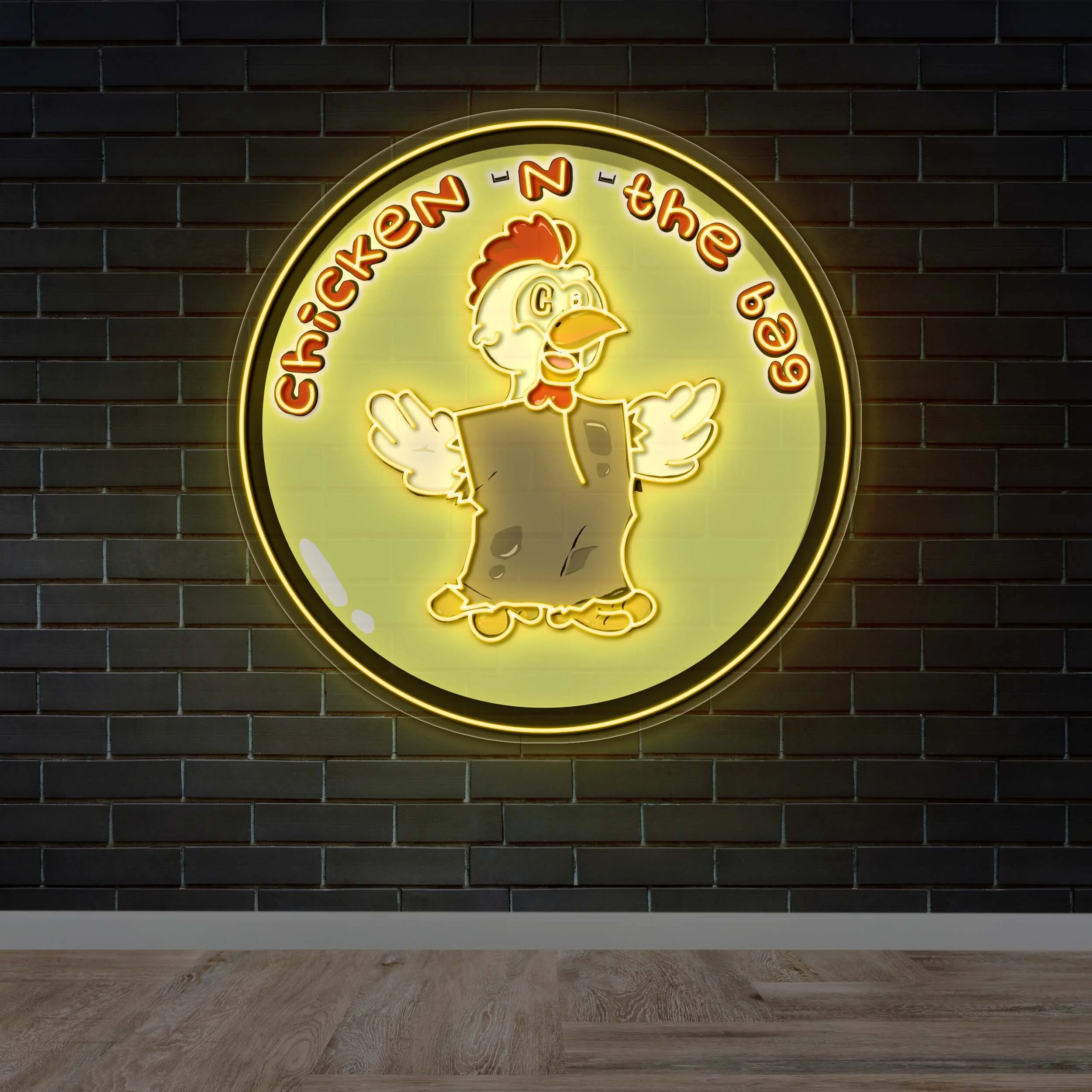 CHICKEN-N-THE-BAG - Premium Neon Artwork