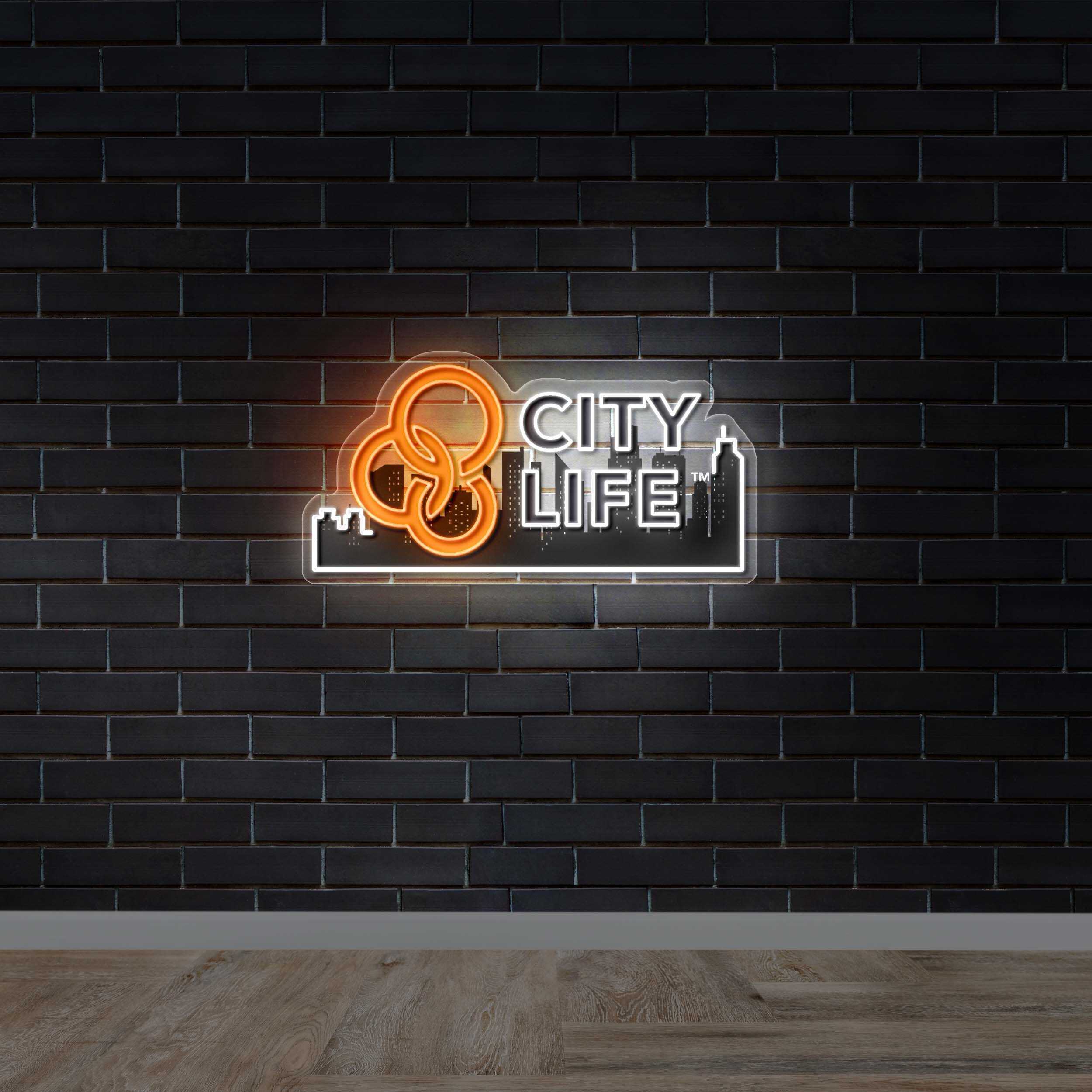 CITY LIFE with skyline - Premium Neon Artwork