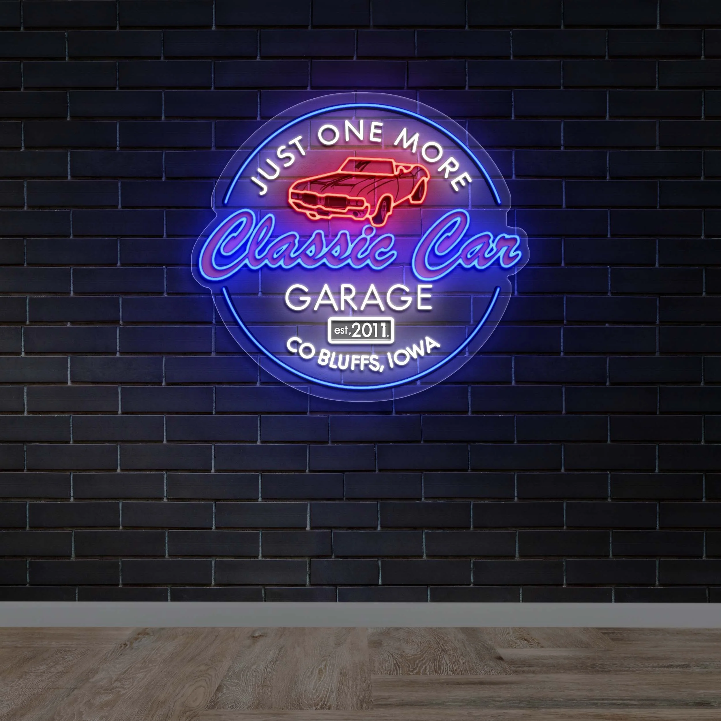 Classic Car Garage – Premium Neon Artwork