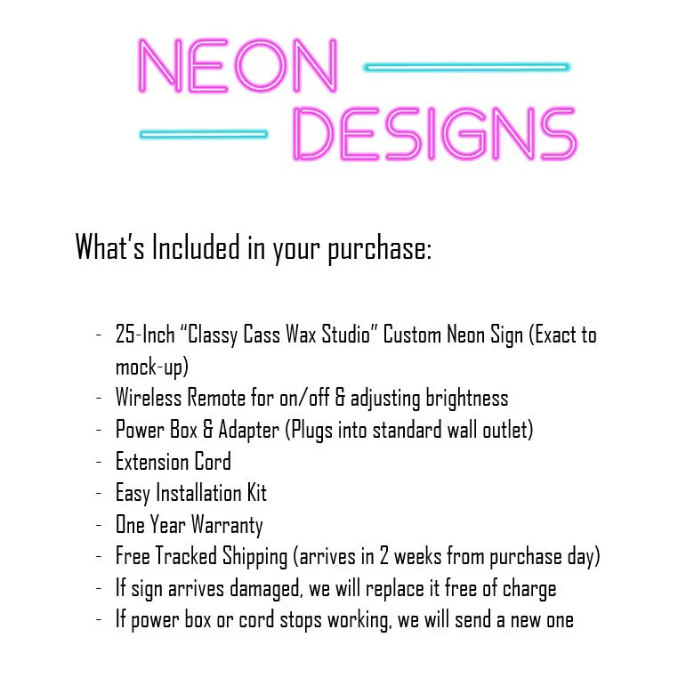 Classy Cass Wax Studio - Premium Neon Artwork - Image 2