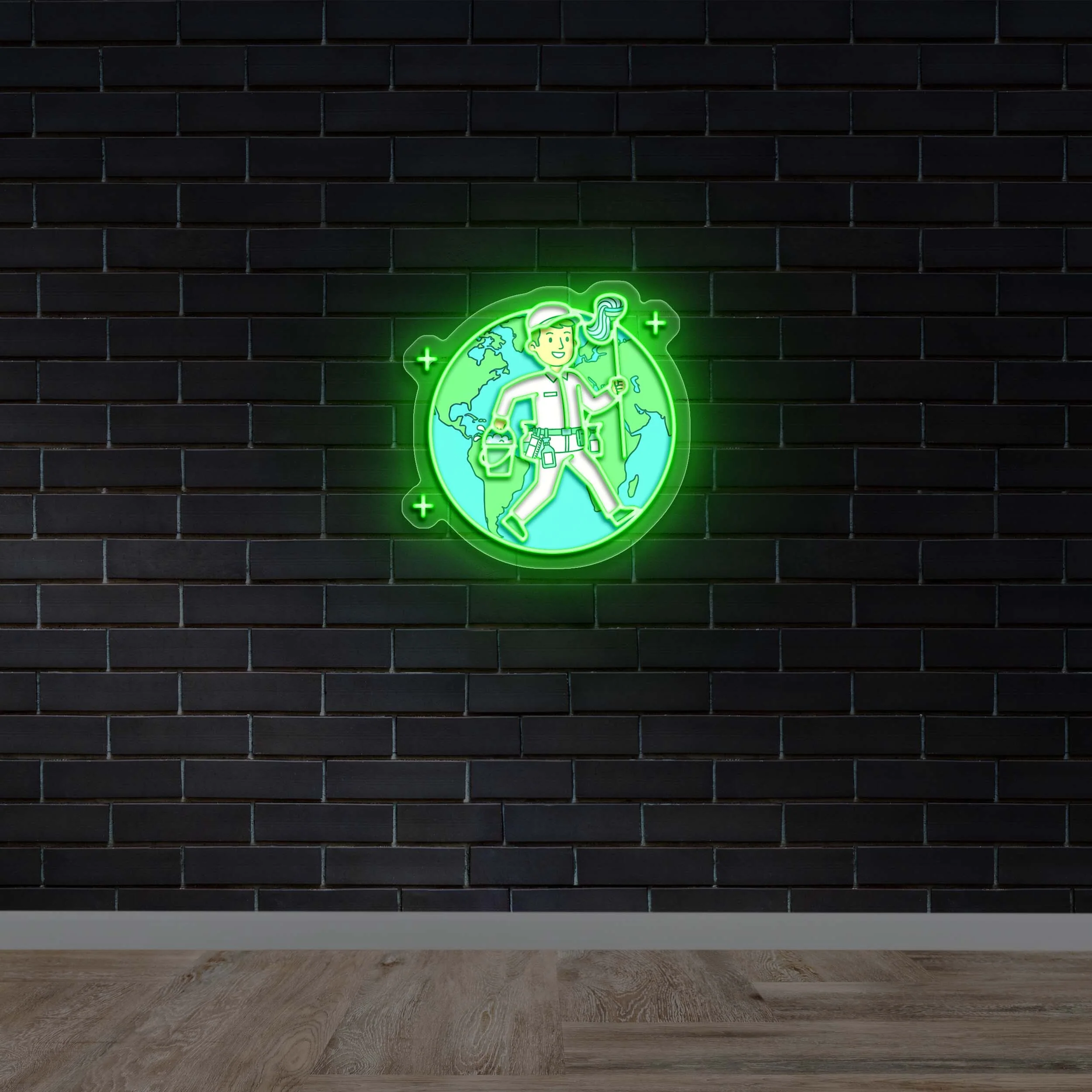 CLEAN MAN AROUND THE WORLD - Premium Neon Artwork