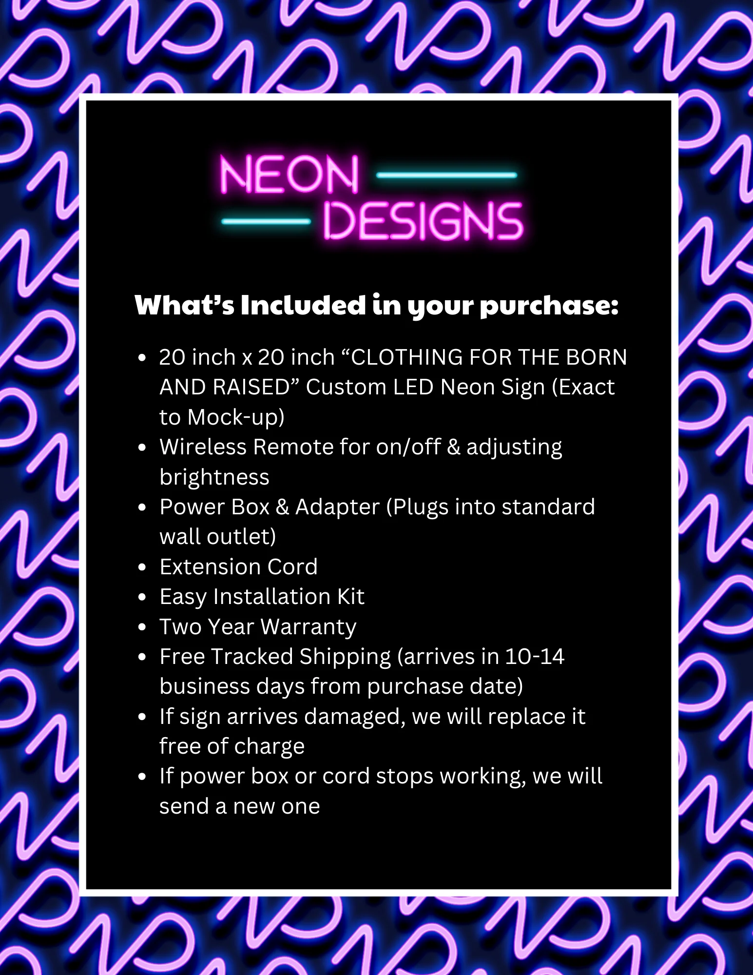 CLOTHING FOR THE BORN AND RAISED - Premium Neon Artwork - Image 2