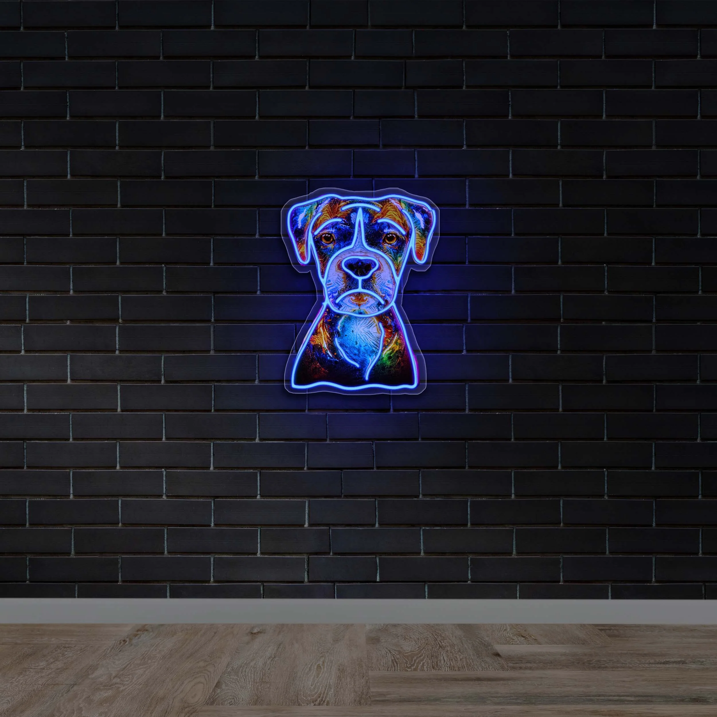 Colorful Dog Portrait Outline (no background) - Premium Neon Artwork