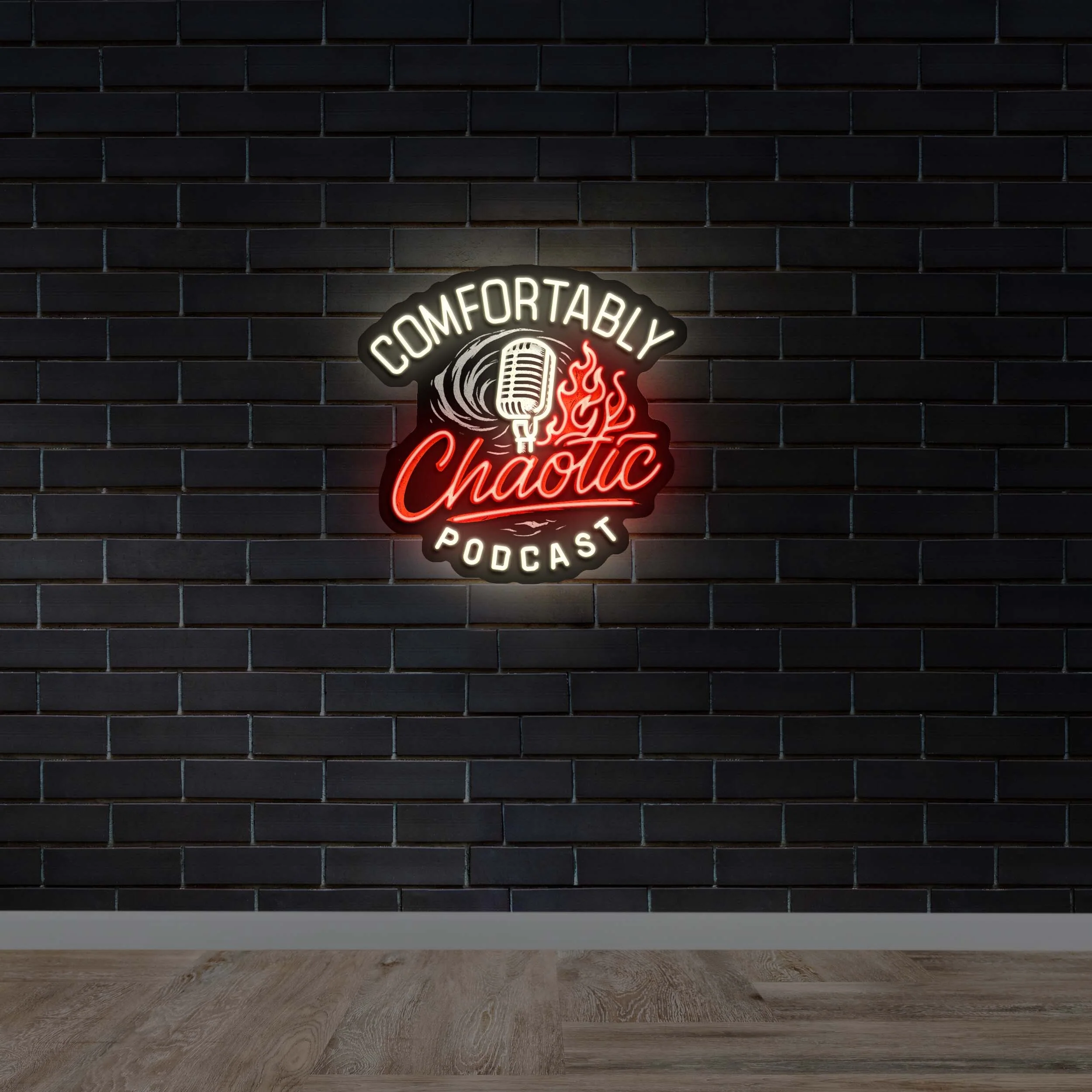 Comfortably Chaotic Podcast - Premium Neon Artwork