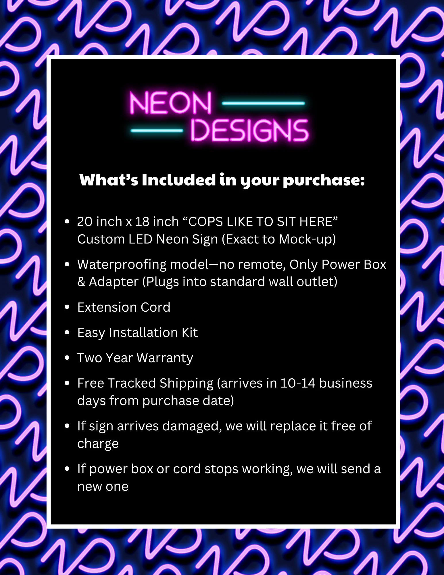 COPS LIKE TO SIT HERE - Premium Neon Artwork - Image 2