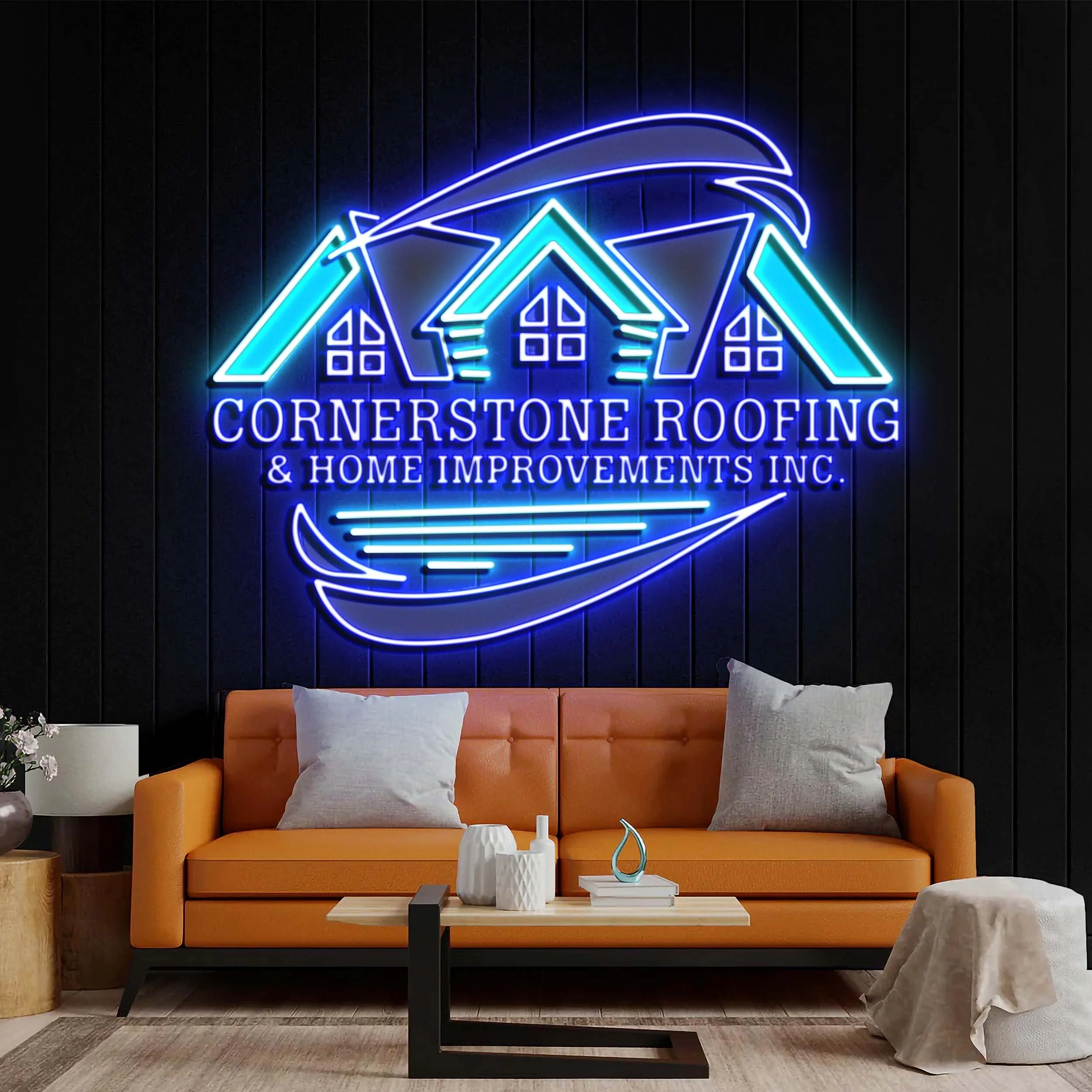 Cornerstone Roofing - Premium Neon Artwork