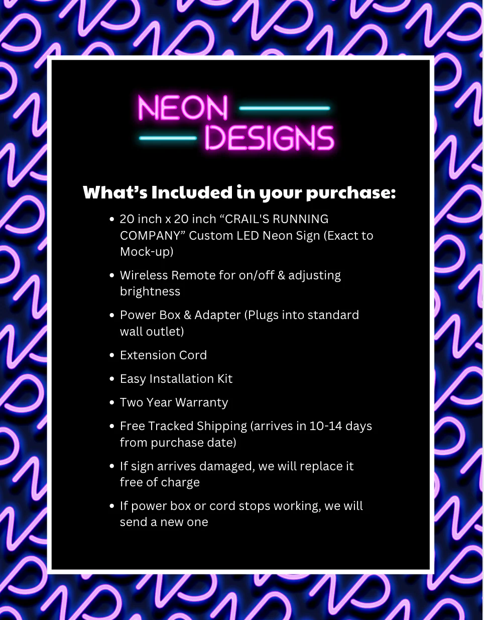 CRAIL'S RUNNING COMPANY - Premium Neon Artwork - Image 2