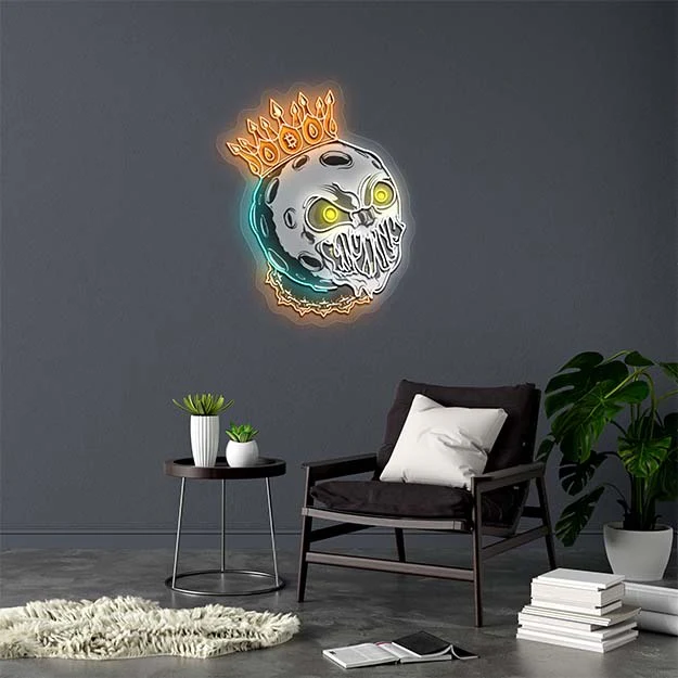 Crypto King Moon - Premium Neon Artwork
