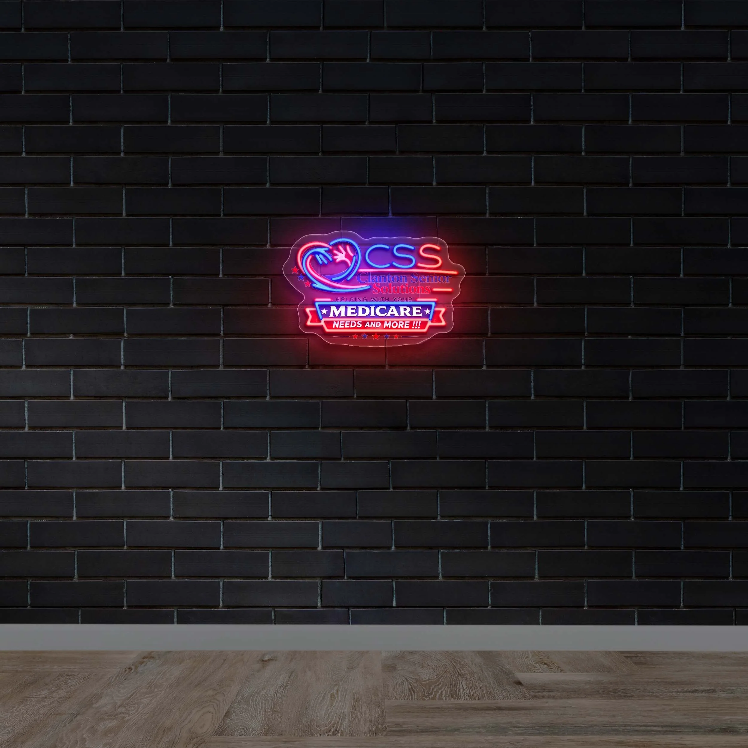 CSS Clanton Senior Solutions Medicare Needs and More - Premium Neon Artwork