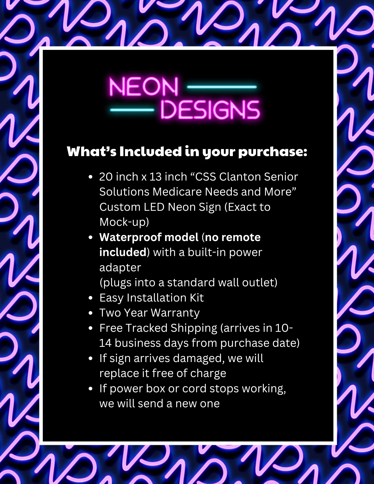 CSS Clanton Senior Solutions Medicare Needs and More - Premium Neon Artwork - Image 2