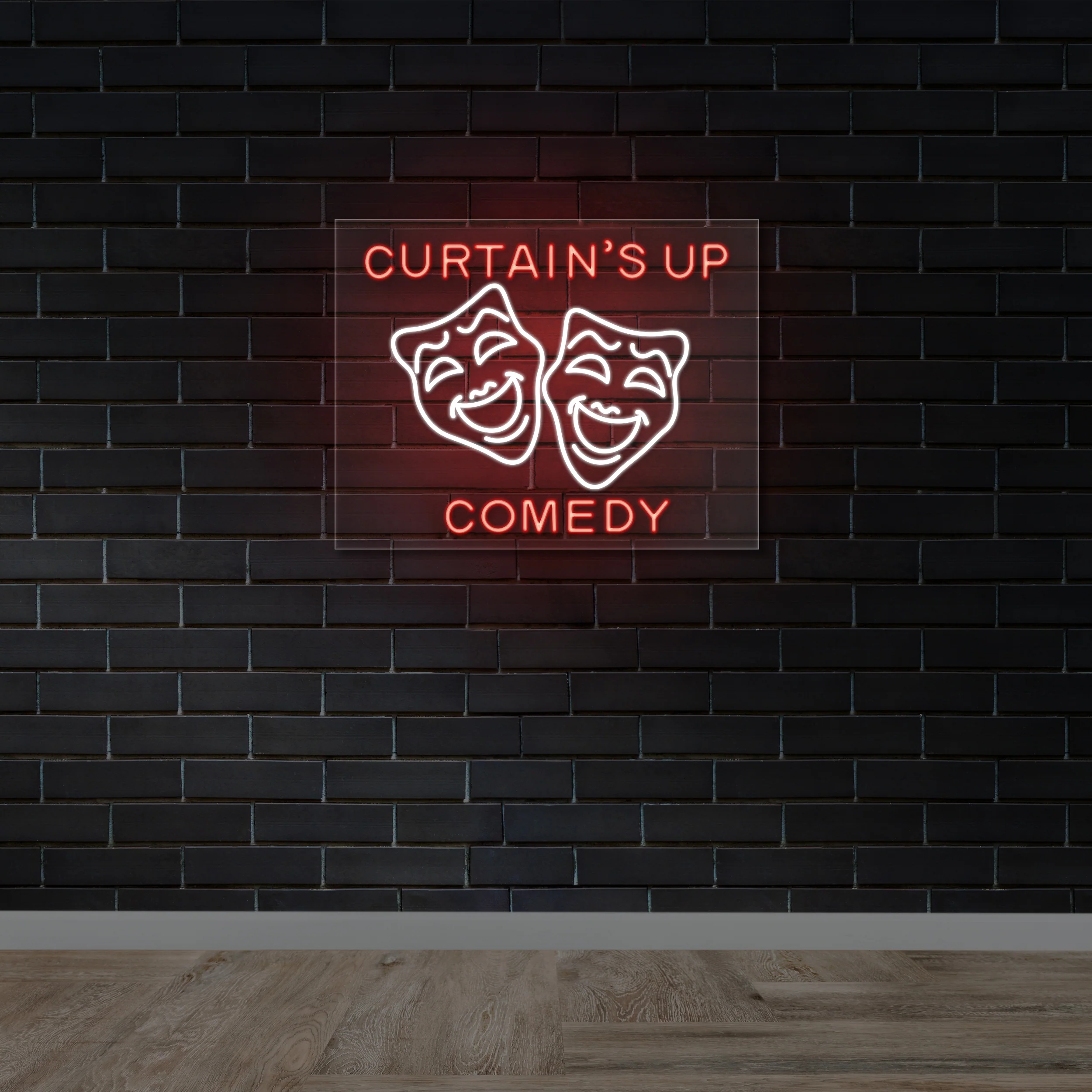 Curtain’s Up Comedy - Premium Neon Artwork