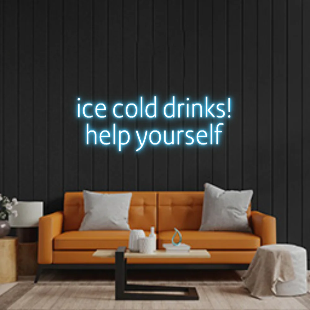 Custom Neon Sign: ice cold drinks...
