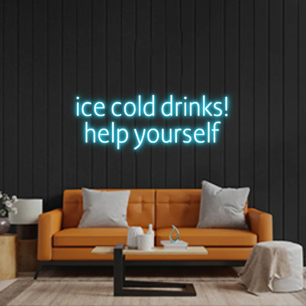 Custom Neon Sign: ice cold drinks...