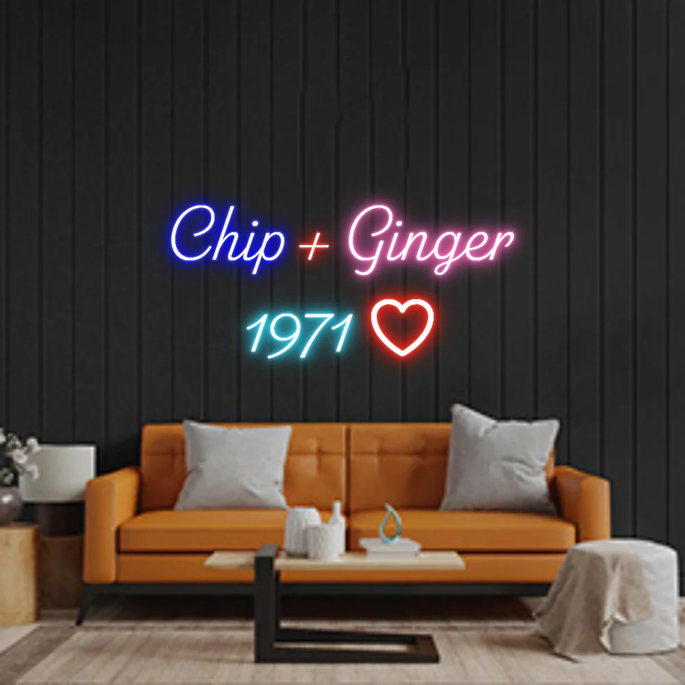 Custom Neon Sign: Chip + Ginger...