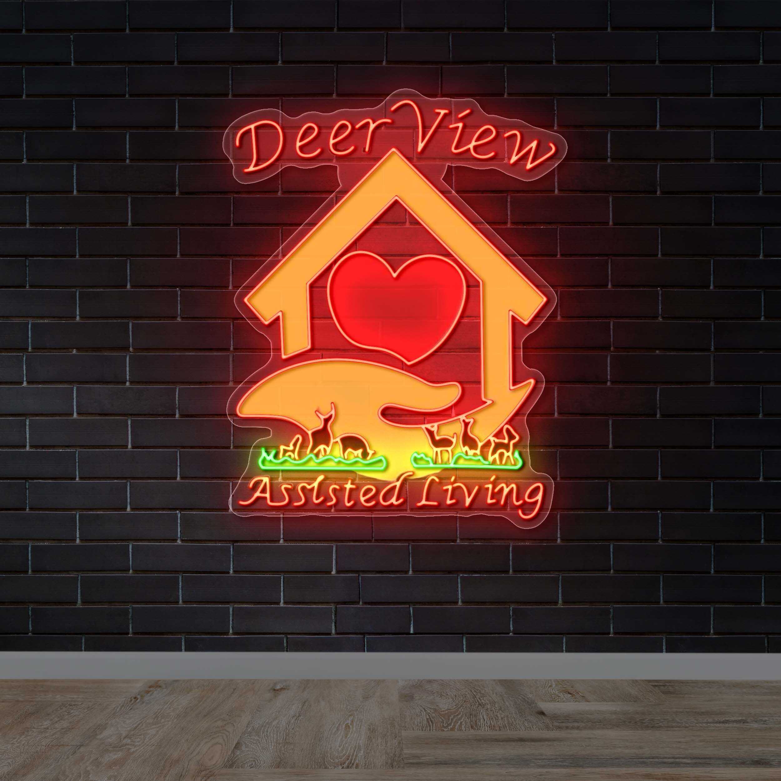 DeerView Assisted Living – Premium Neon Artwork
