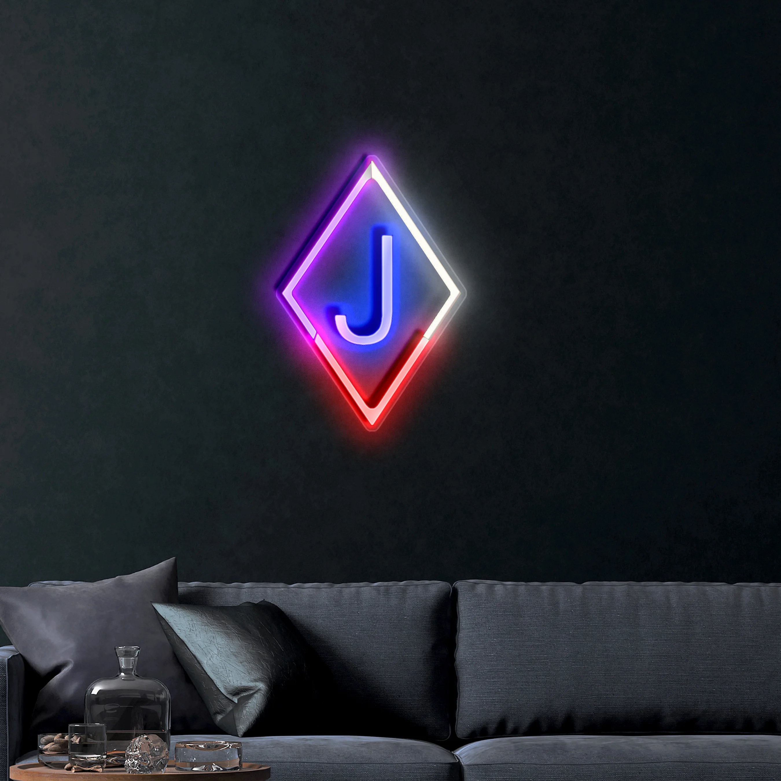 Diamond with a J – Premium Neon Artwork - Image 2