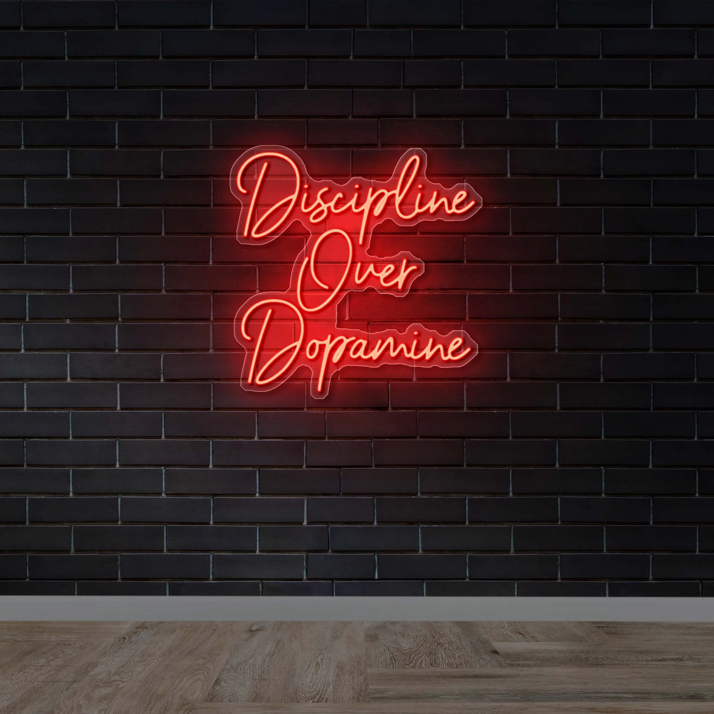 Discipline Over Dopamine - Premium Neon Artwork