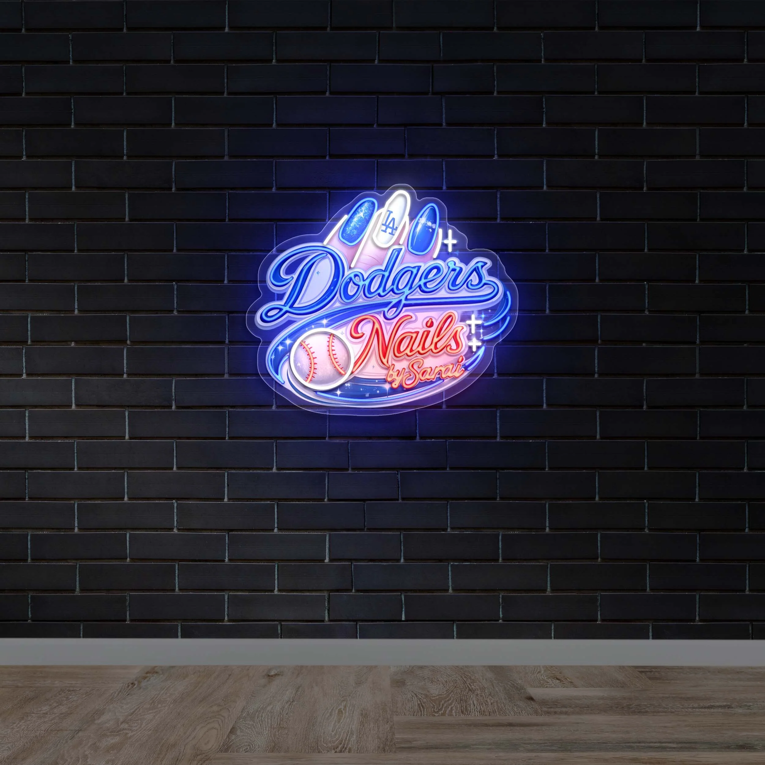 DODGERS NAILS - Premium Neon Artwork
