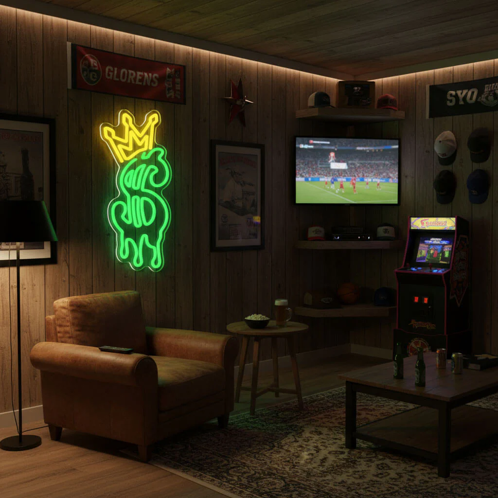 Dollar King Crown Man Cave LED Neon Sign - Image 3