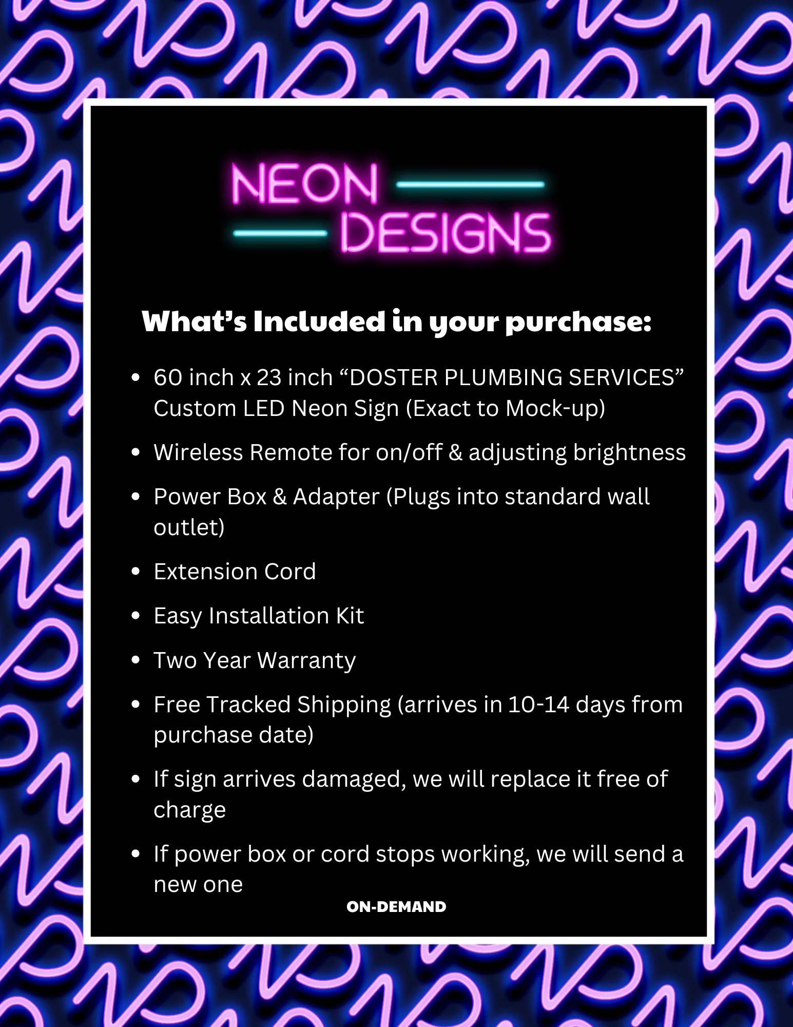 DOSTER PLUMBING SERVICES - Premium Neon Artwork - Image 2
