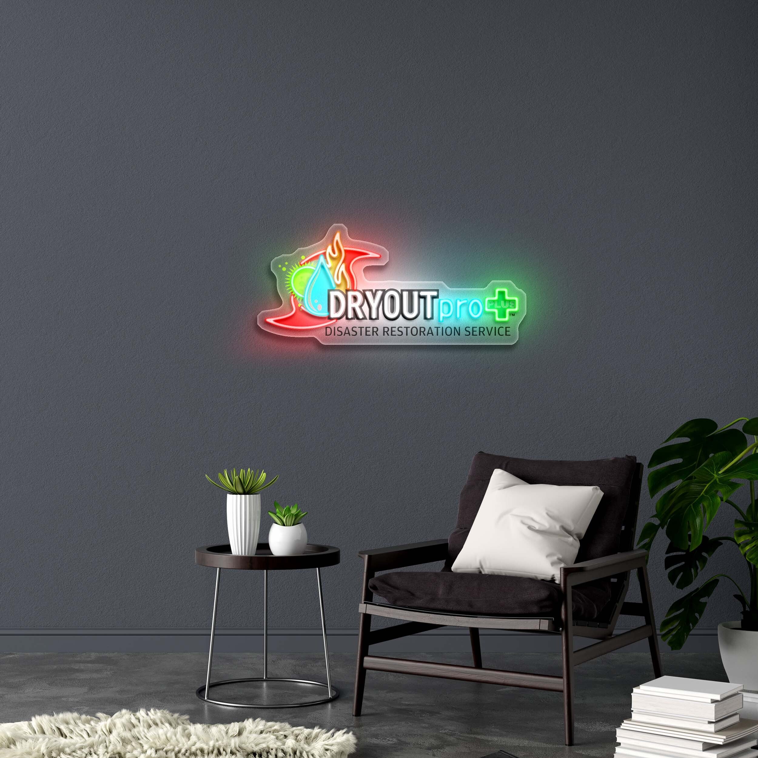 DRYOUT PRO DISASTER RESTORATION SERVICE - Premium Neon Artwork