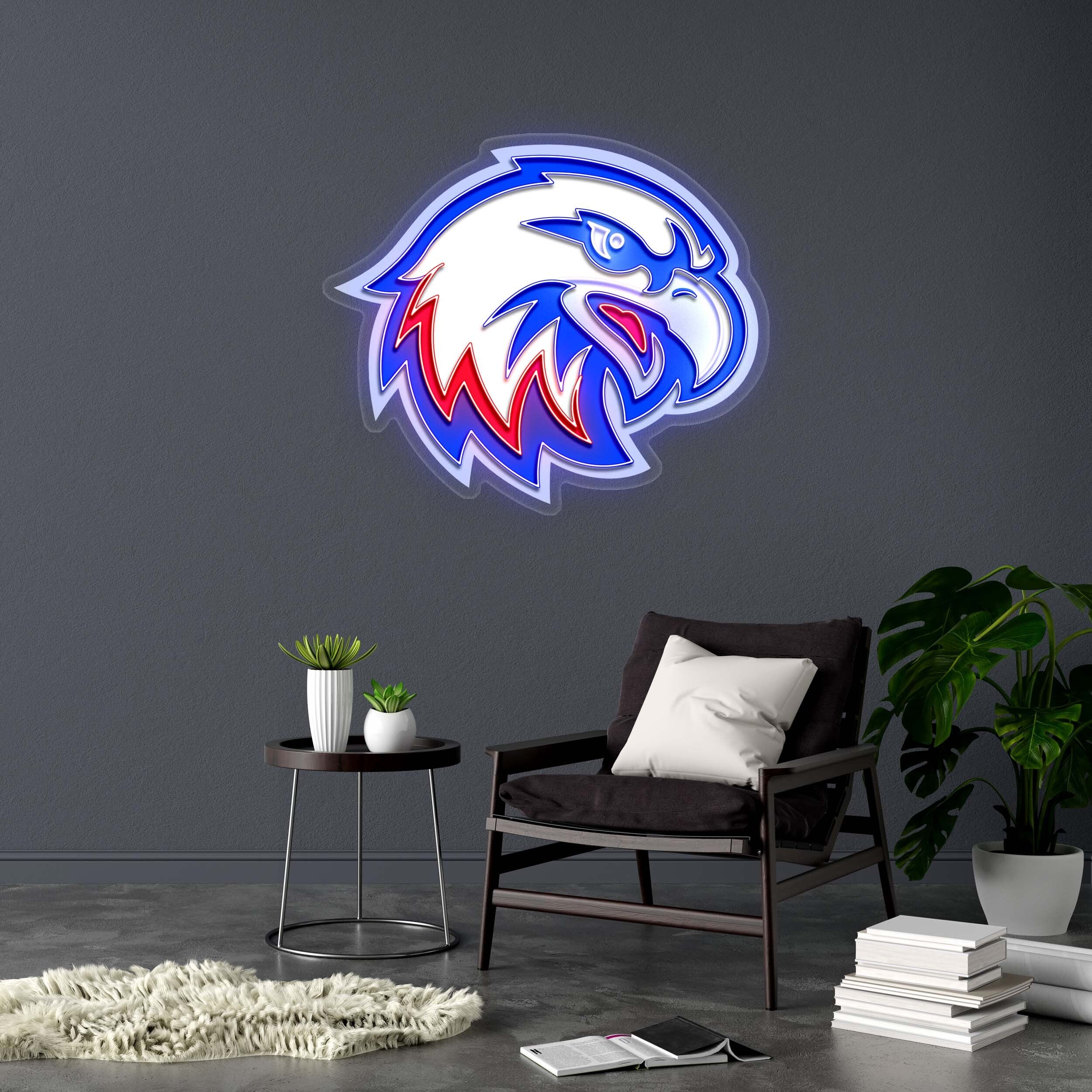Eagle Head Sports Logo - Premium Neon Artwork