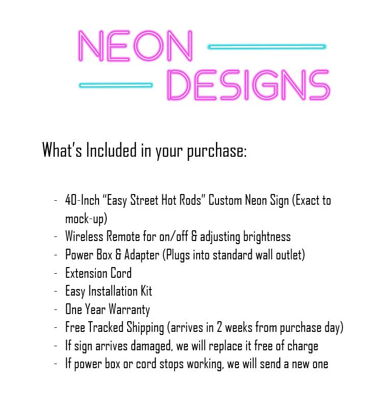 Easy Street Hot Rods - Premium Neon Artwork - Image 2