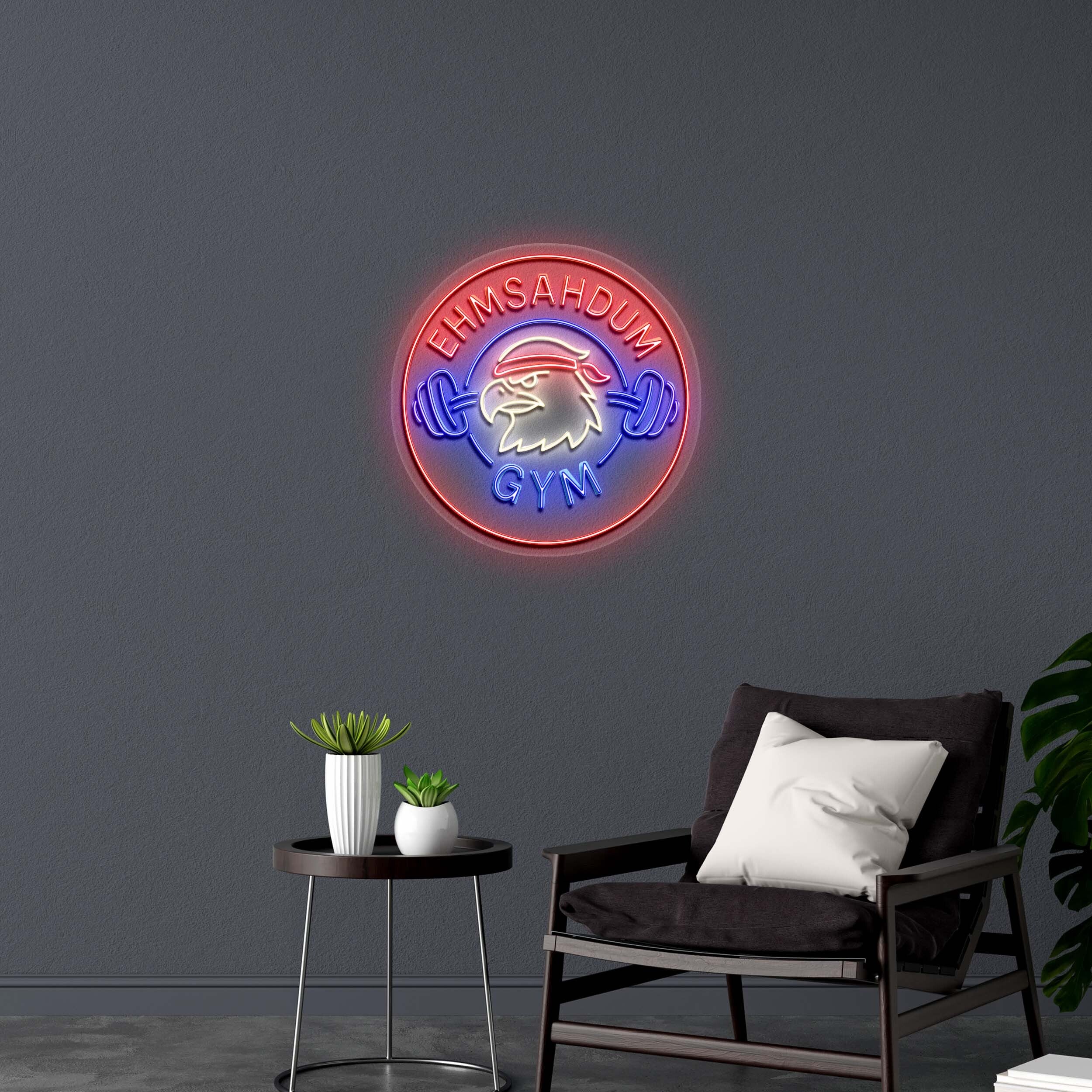 EHMSAHDUM GYM (eagle, smaller version) - Premium Neon Artwork