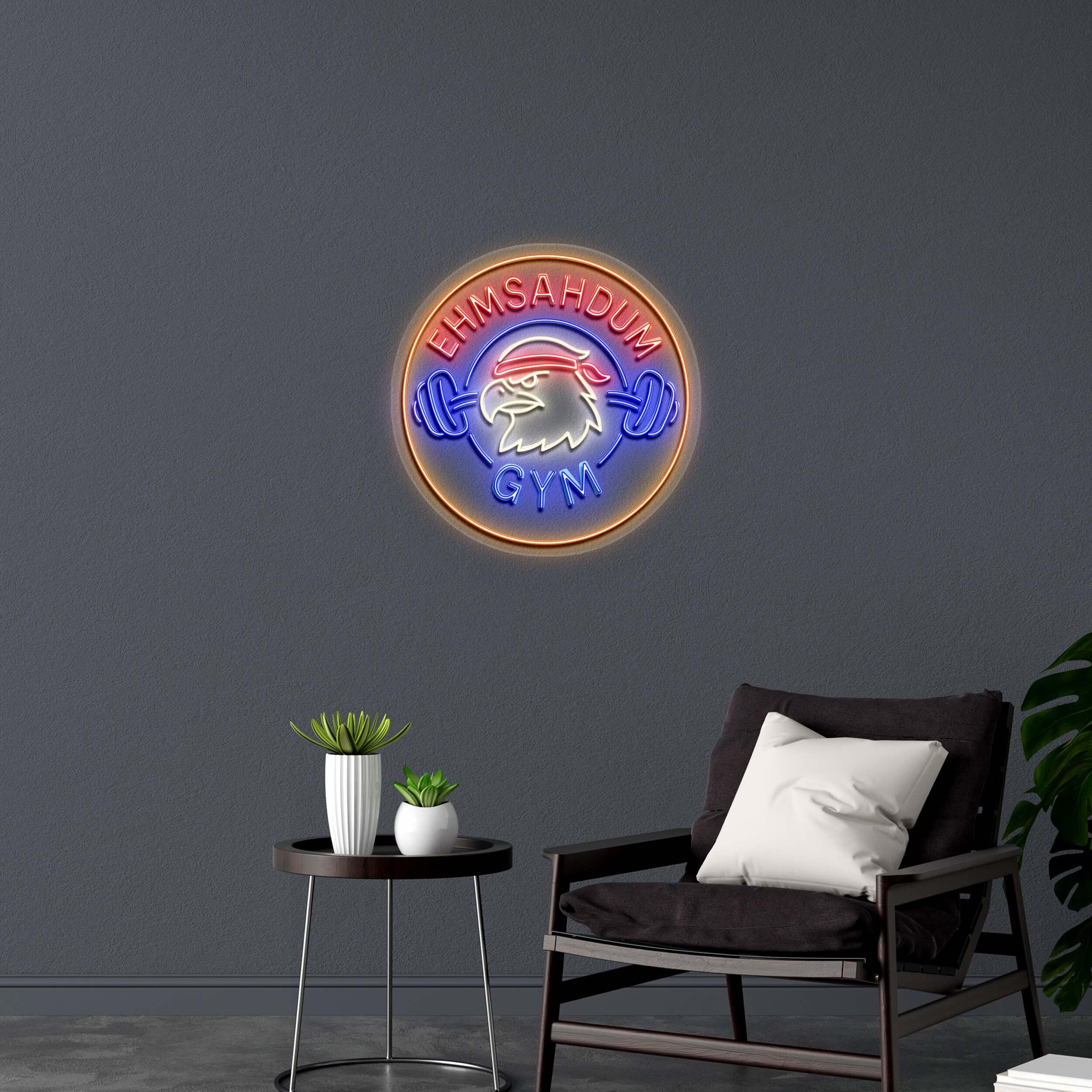 EHMSAHDUM GYM (eagle, smaller version) - Premium Neon Artwork - Image 2