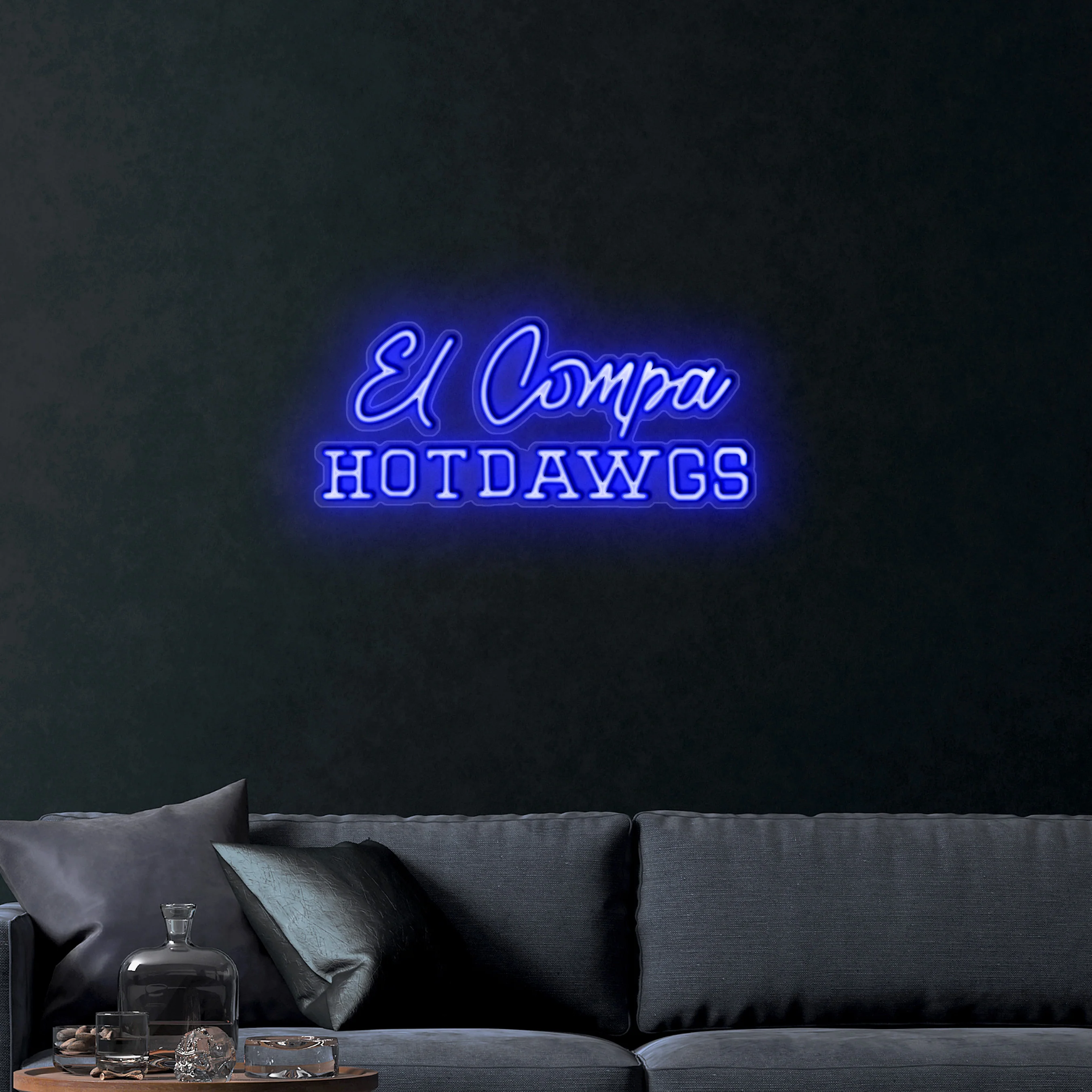 El Compa Hotdawgs (text) – Premium Neon Artwork