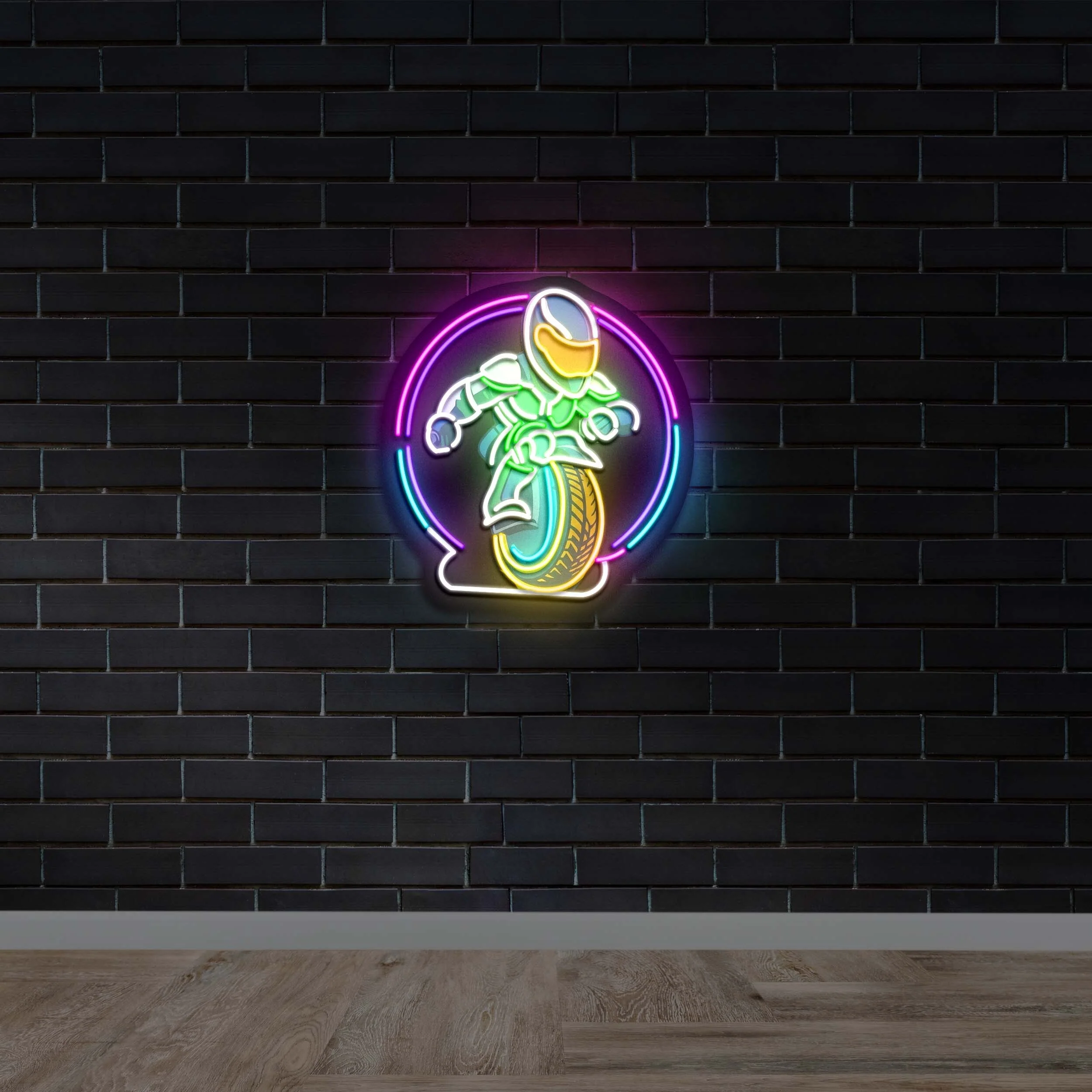 Electric Unicycle Rider Neon Artwork - Premium Neon Artwork