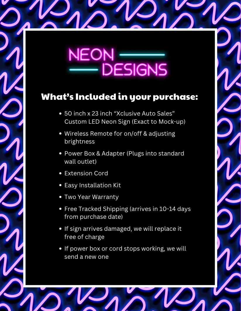 Xclusive Auto Sales - Premium Neon Artwork - Image 2