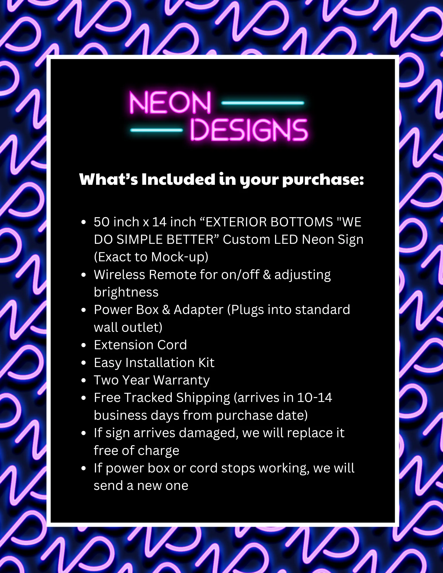 EXTERIOR BOTTOMS "WE DO SIMPLE BETTER" - Premium Neon Artwork - Image 2