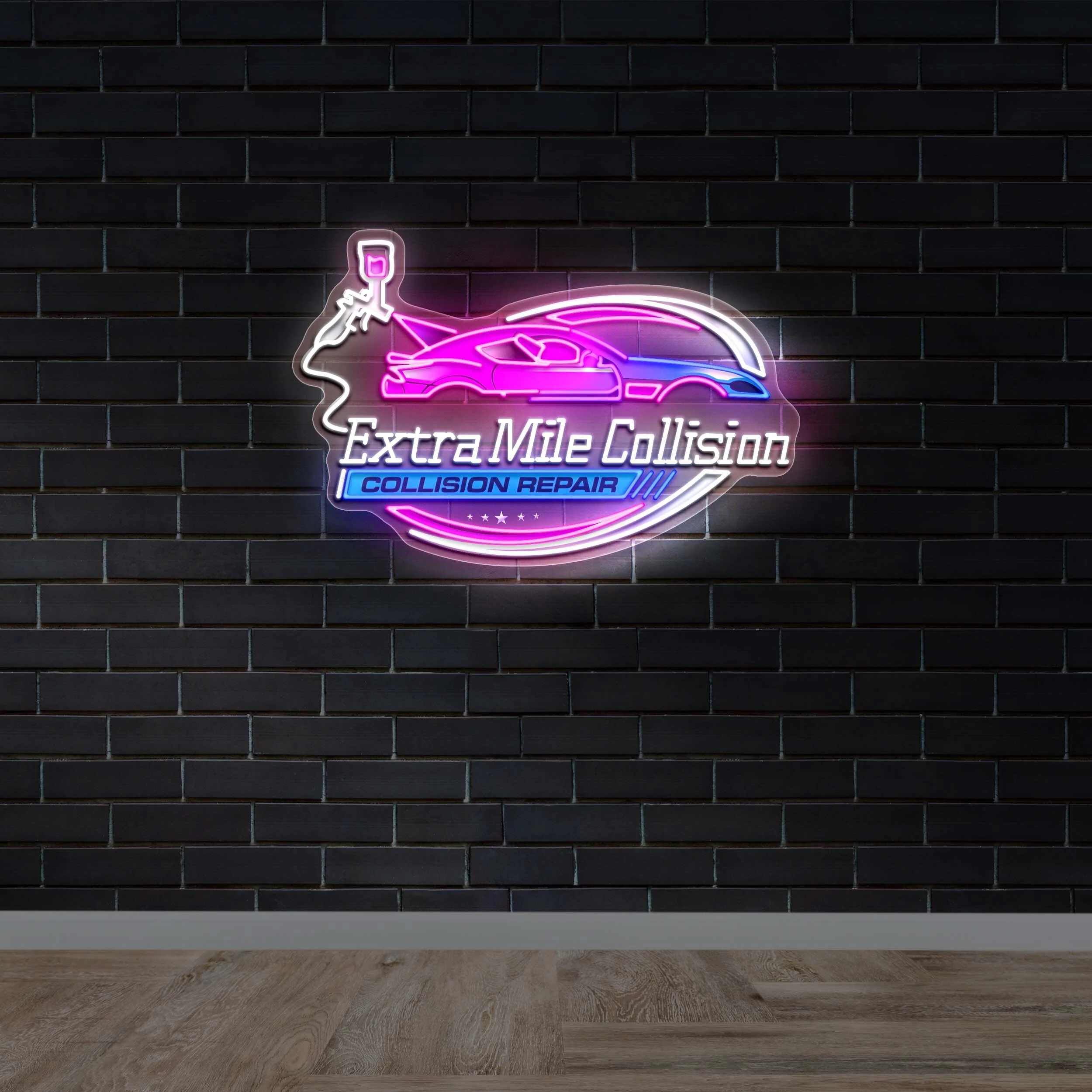 Extra Mile Collision - Premium Neon Artwork