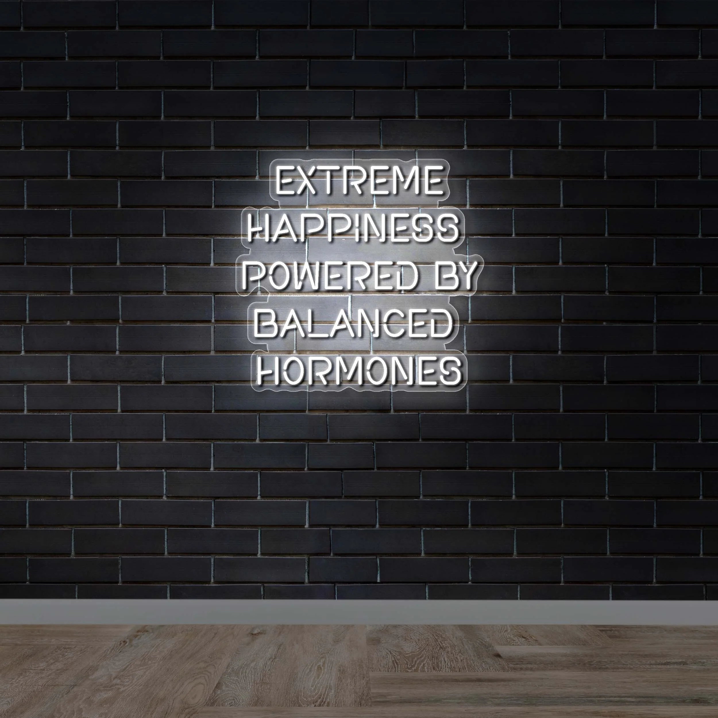 Extreme Happiness Powered By Balanced Hormones - Premium Neon Artwork