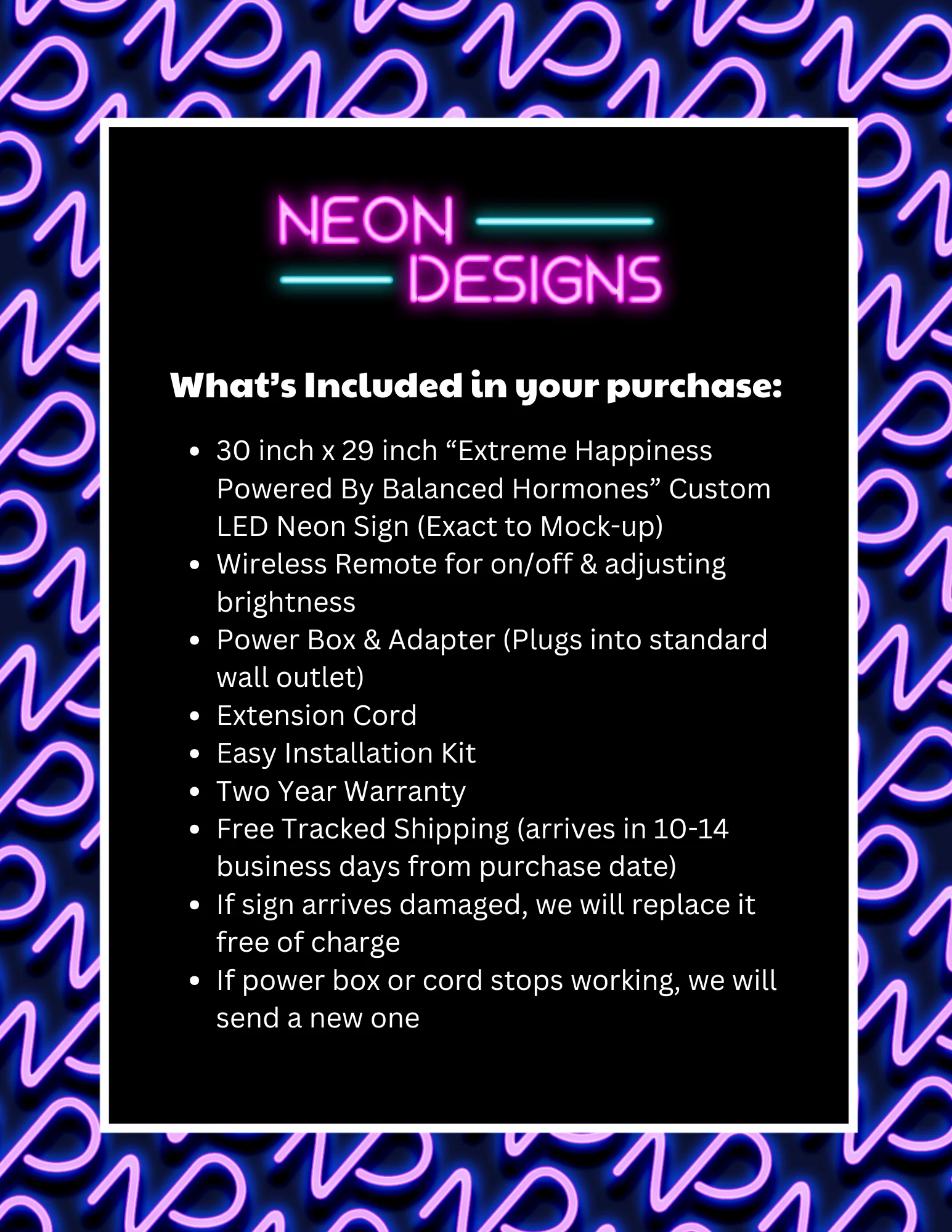 Extreme Happiness Powered By Balanced Hormones - Premium Neon Artwork - Image 2