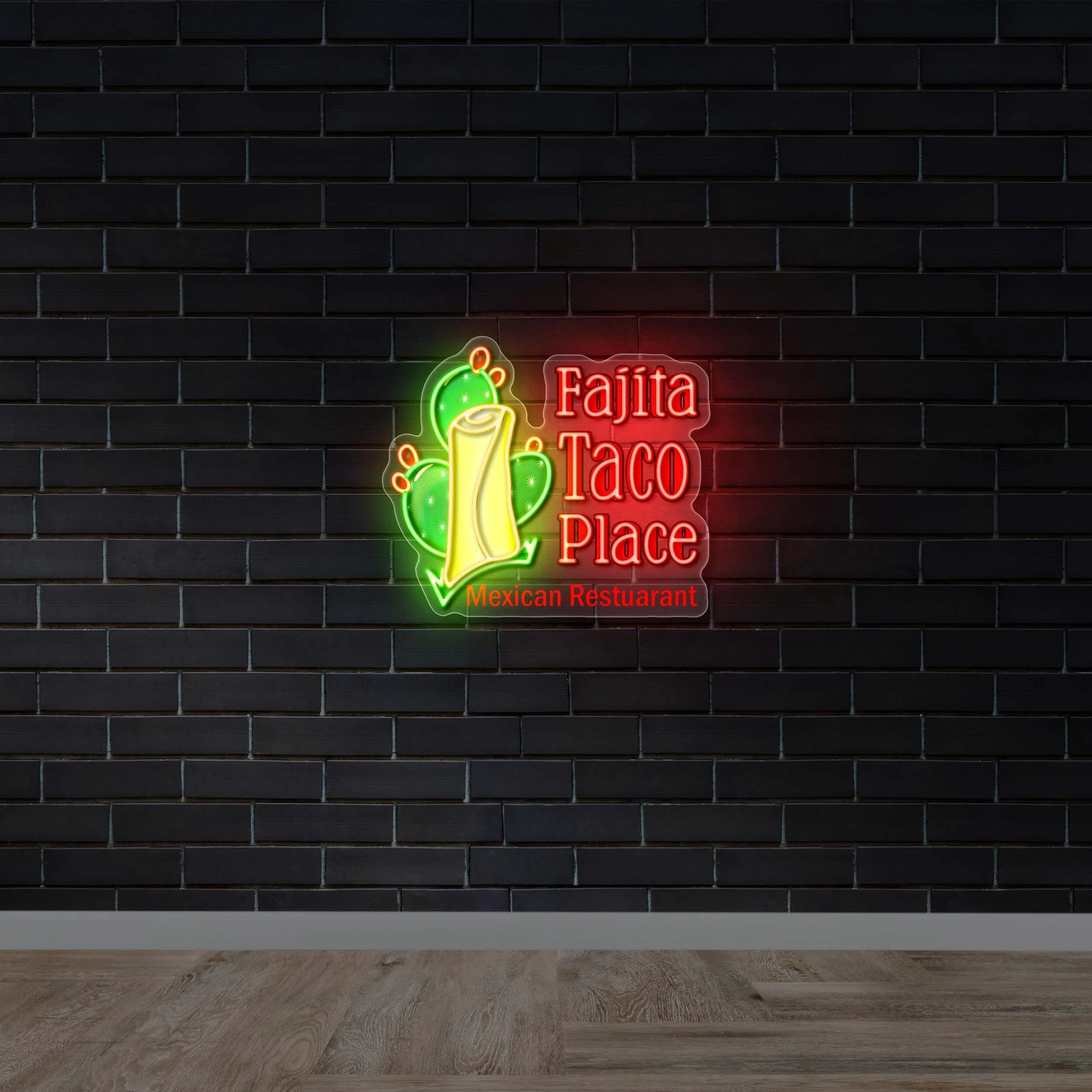 Fajita Taco Place Neon Welcome Sign - Premium Neon Artwork