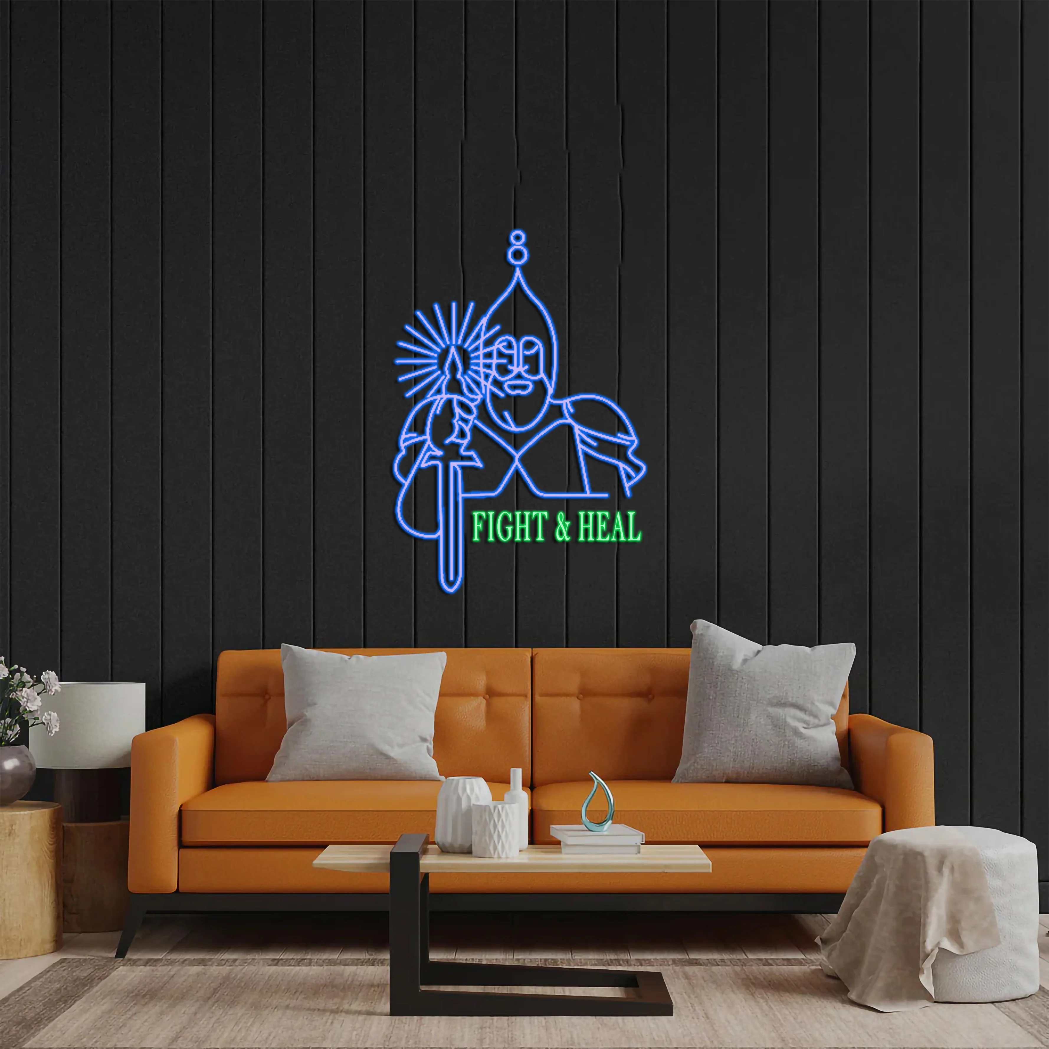 Fight & Heal - Premium Neon Artwork