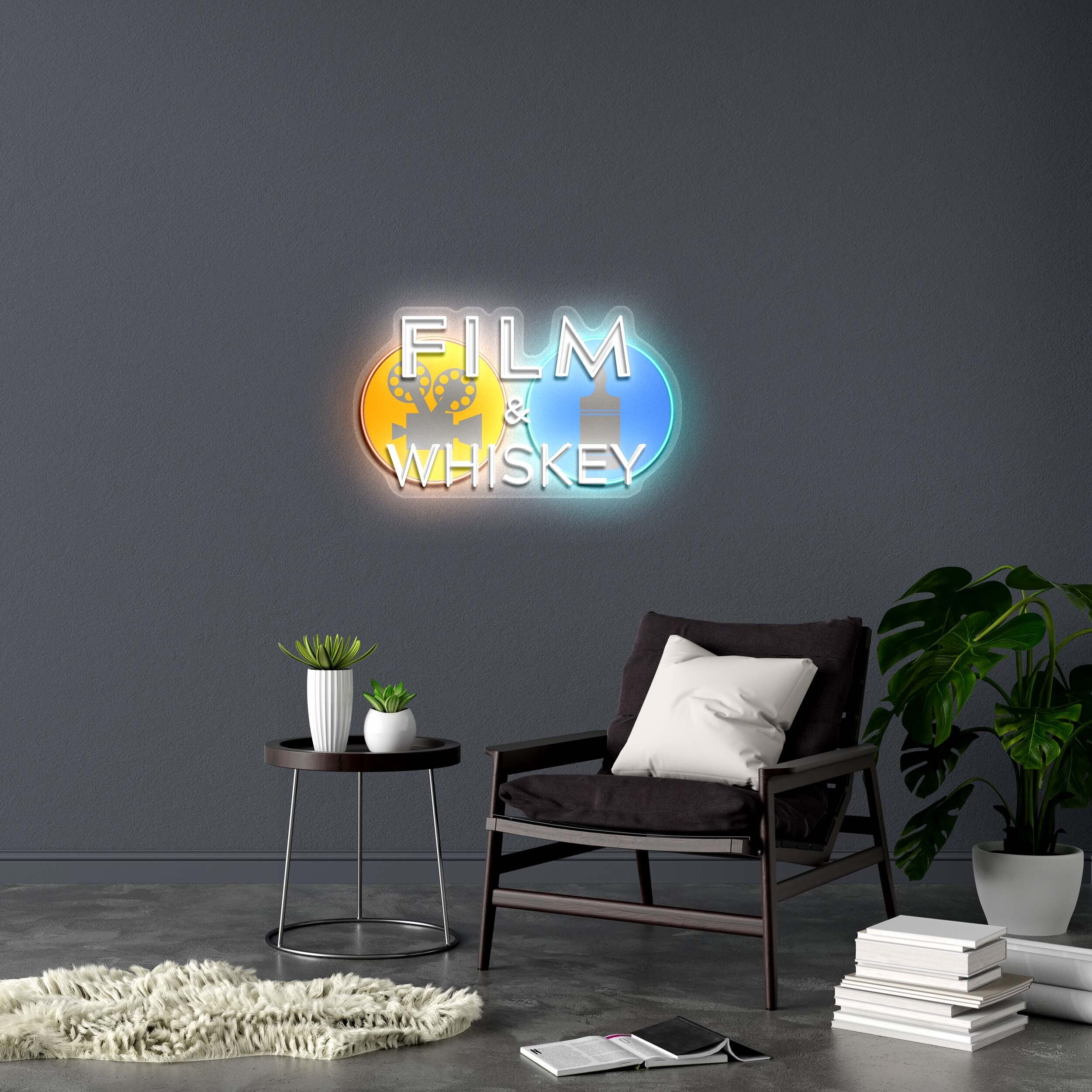FILM & WHISKEY - Premium Neon Artwork