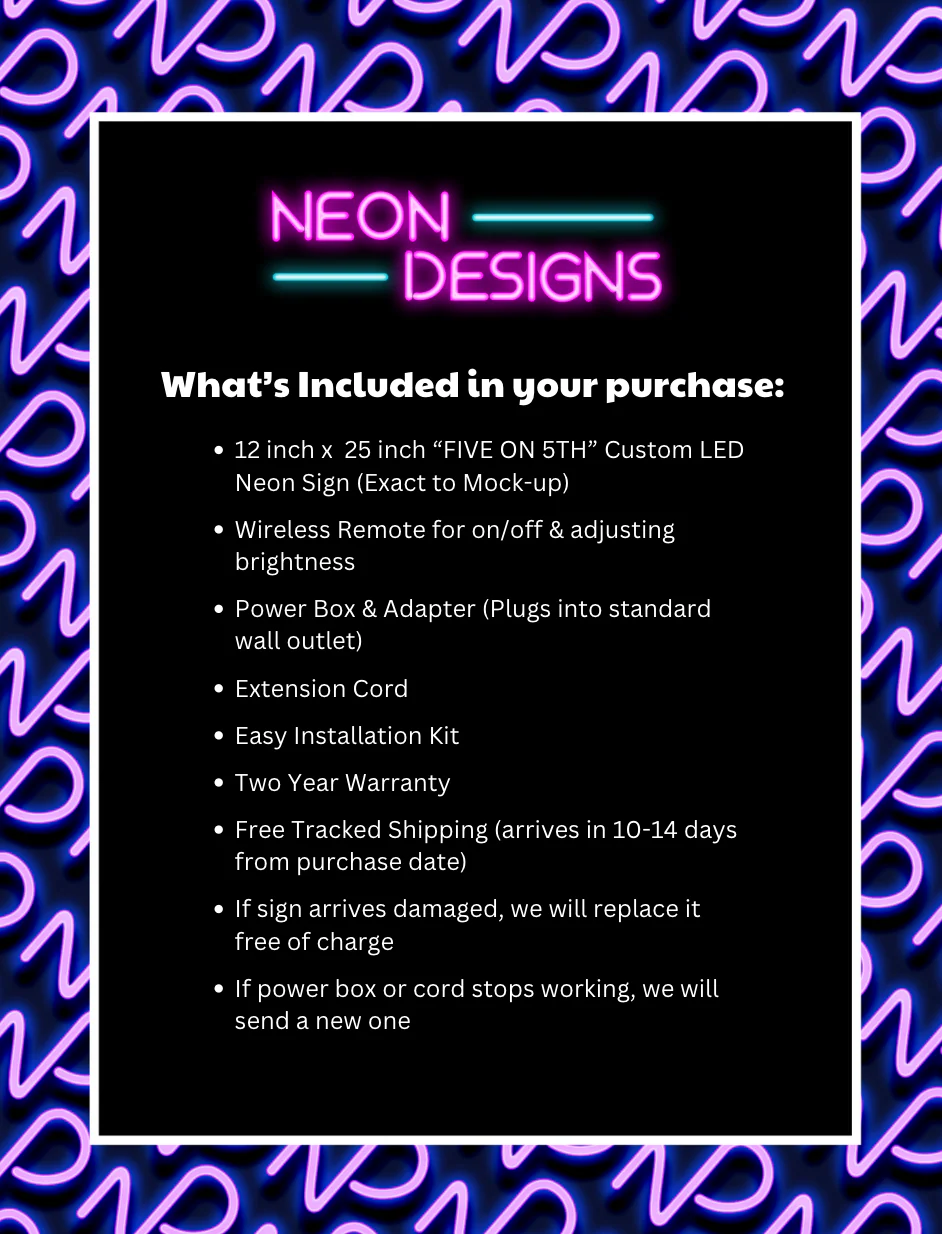 FIVE ON 5TH - Premium Neon Artwork - Image 2