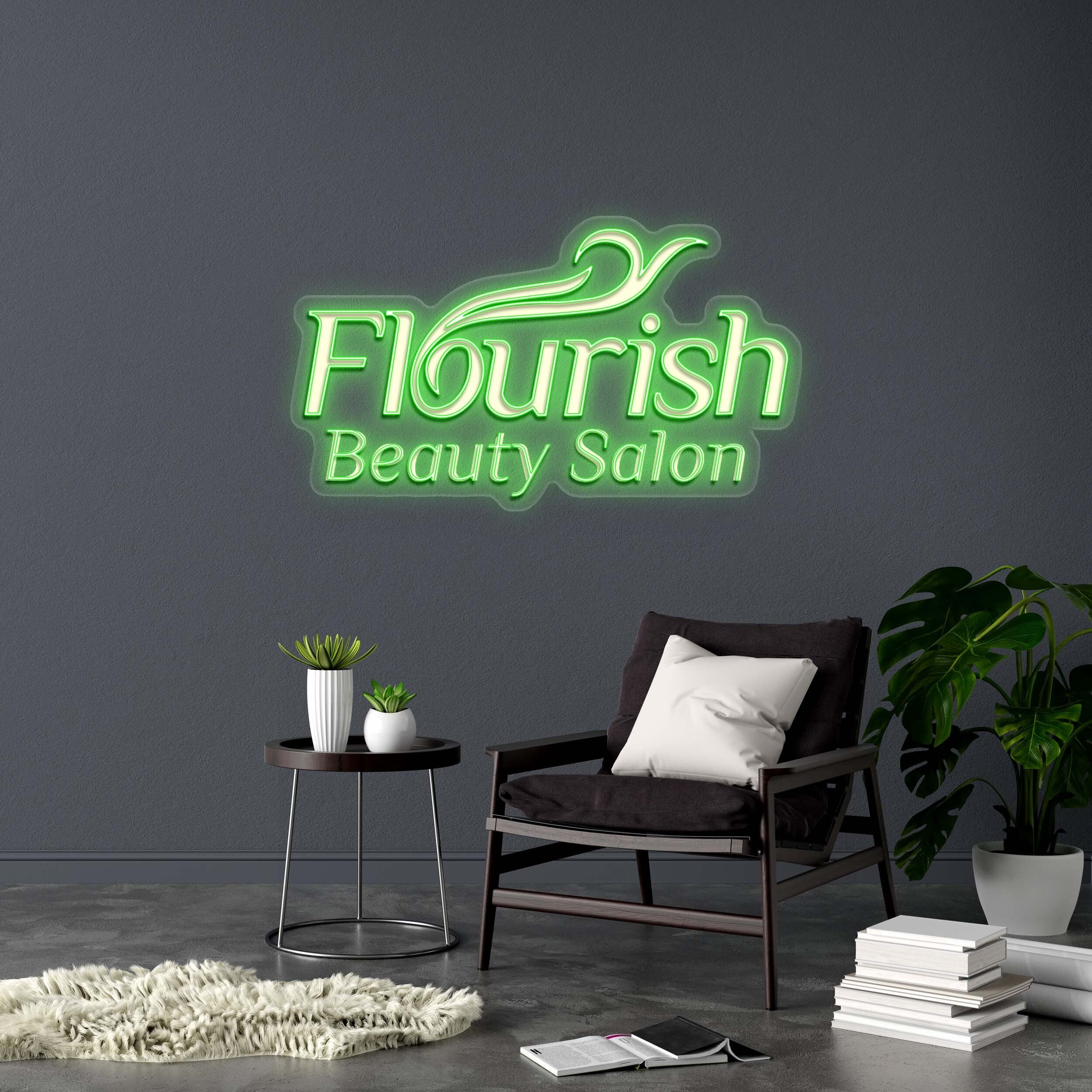 Flourish Beauty Salon - Premium Neon Artwork