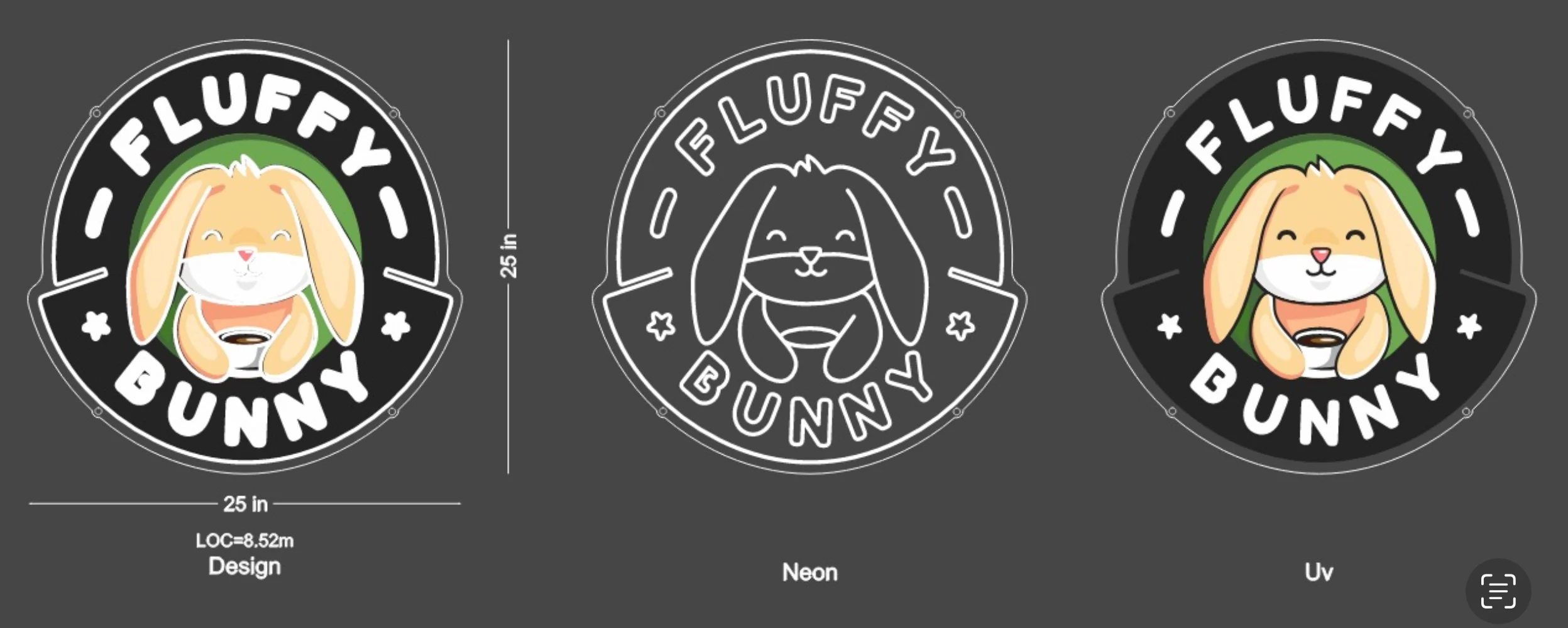 Fluffy Bunny - Premium Neon Artwork