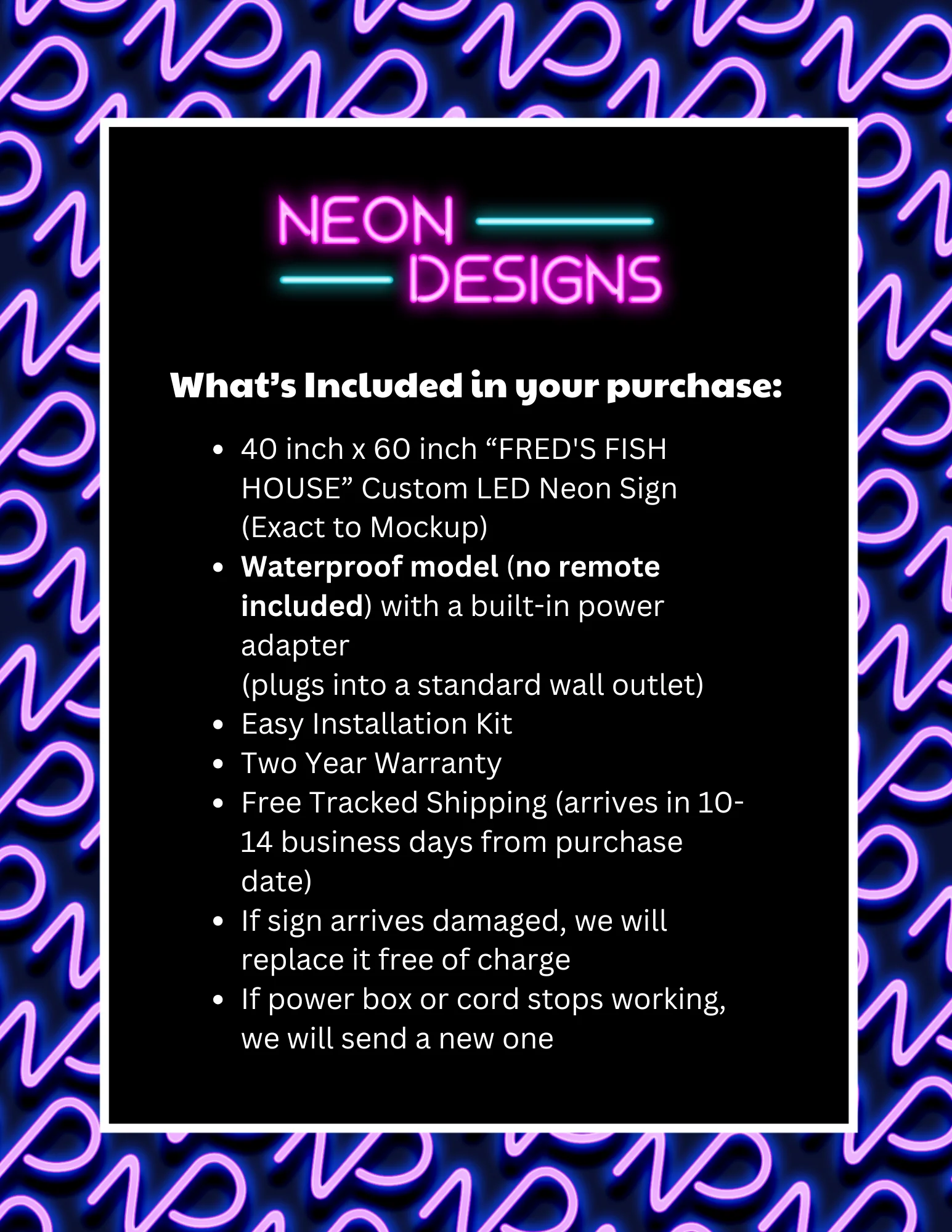FRED'S FISH HOUSE - Premium Neon Artwork - Image 2