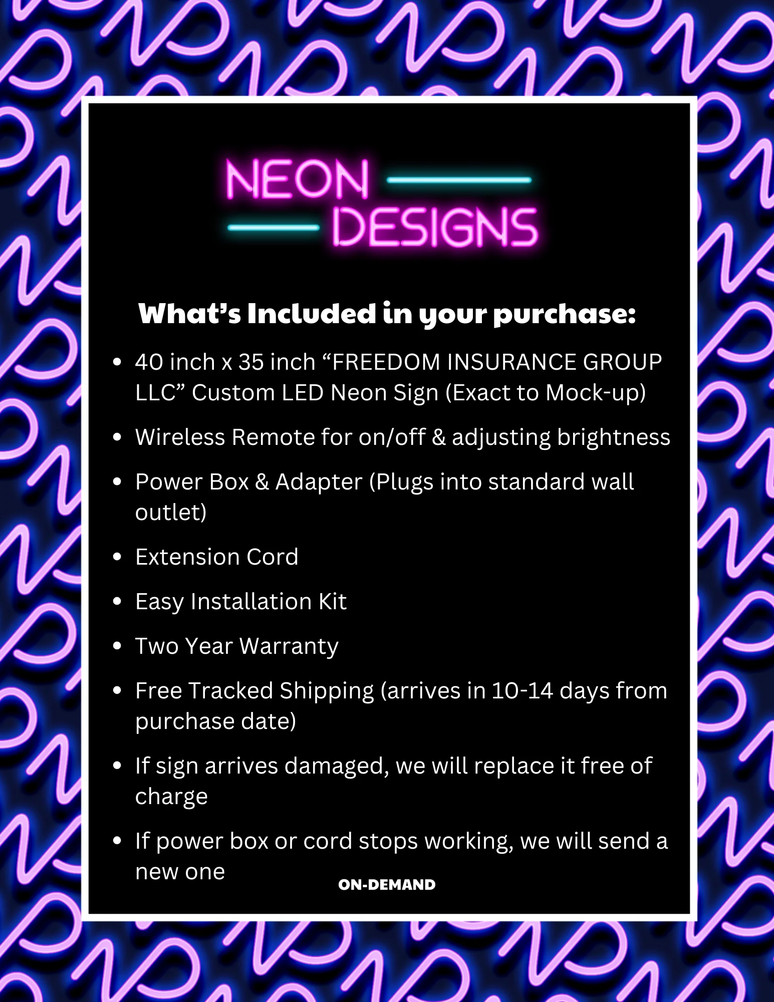 FREEDOM INSURANCE GROUP LLC - Premium Neon Artwork - Image 2