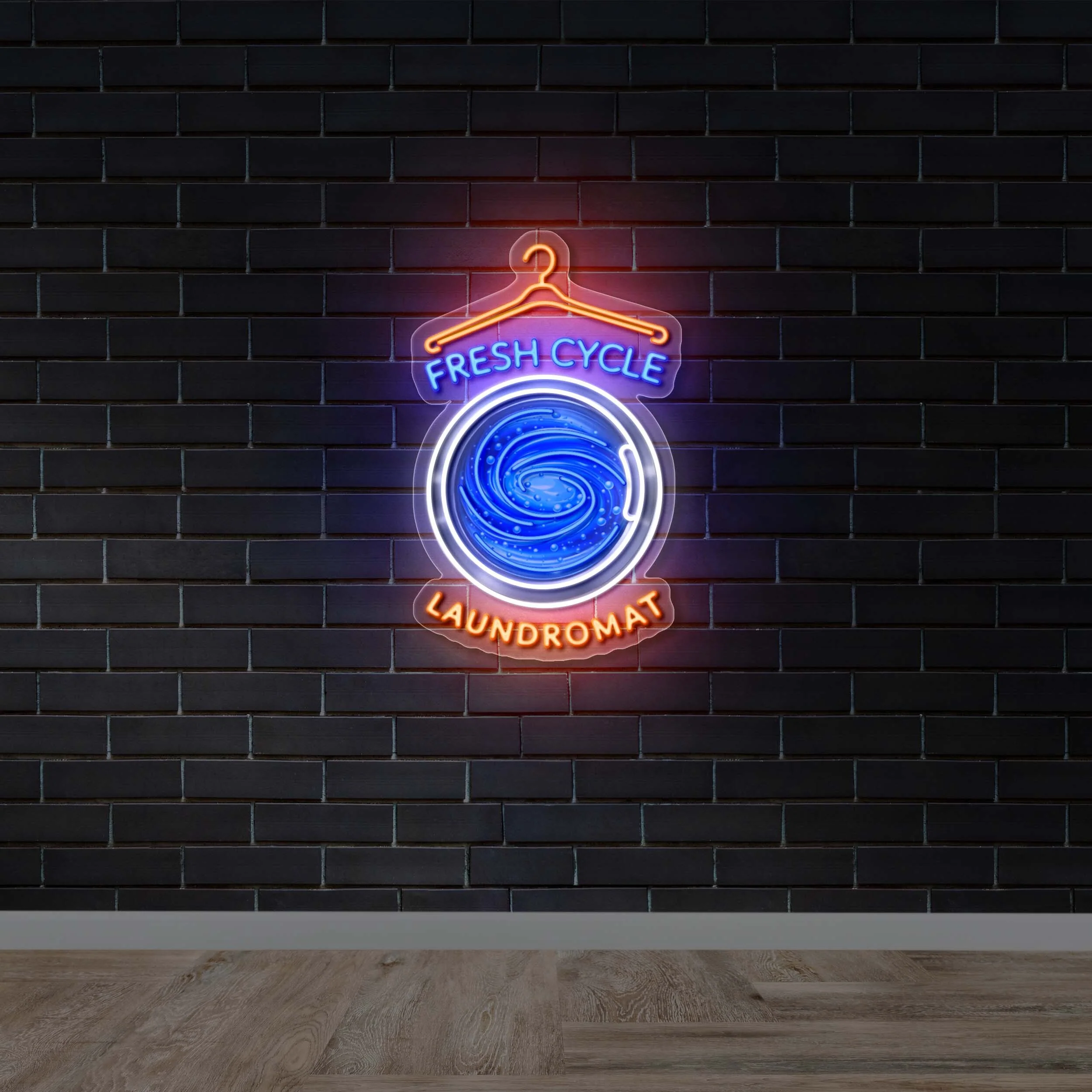 Fresh Cycle Laundromat - Premium Neon Artwork