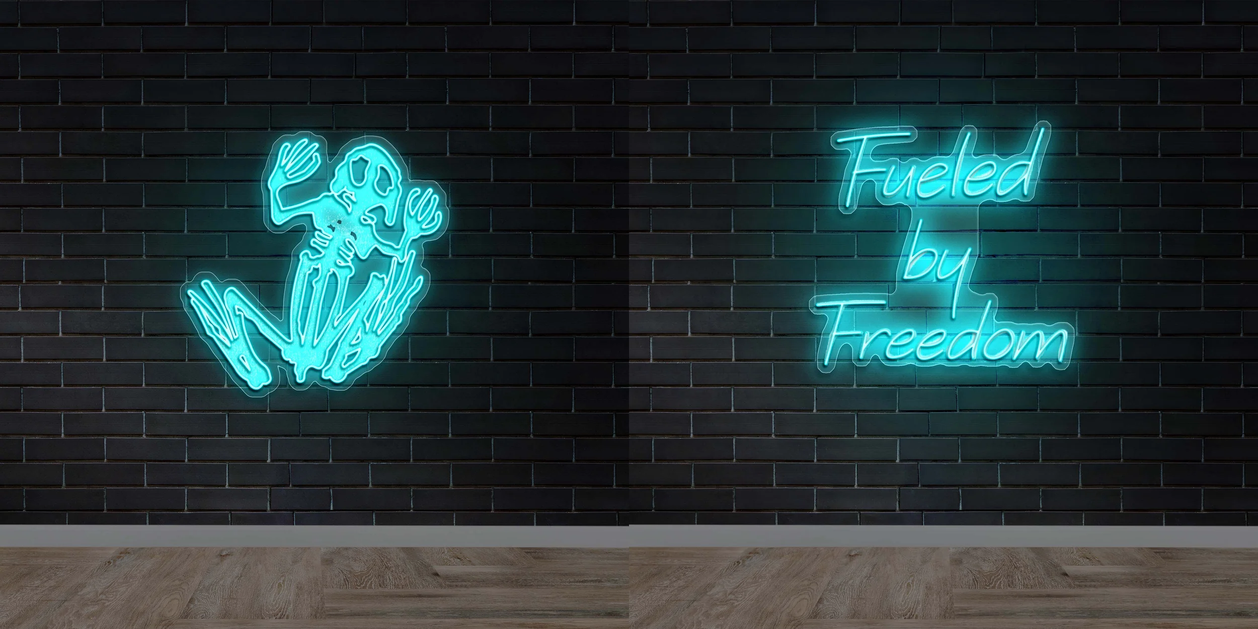 Frogbones logo + FUELED BY FREEDOM - Premium Neon Artworrk